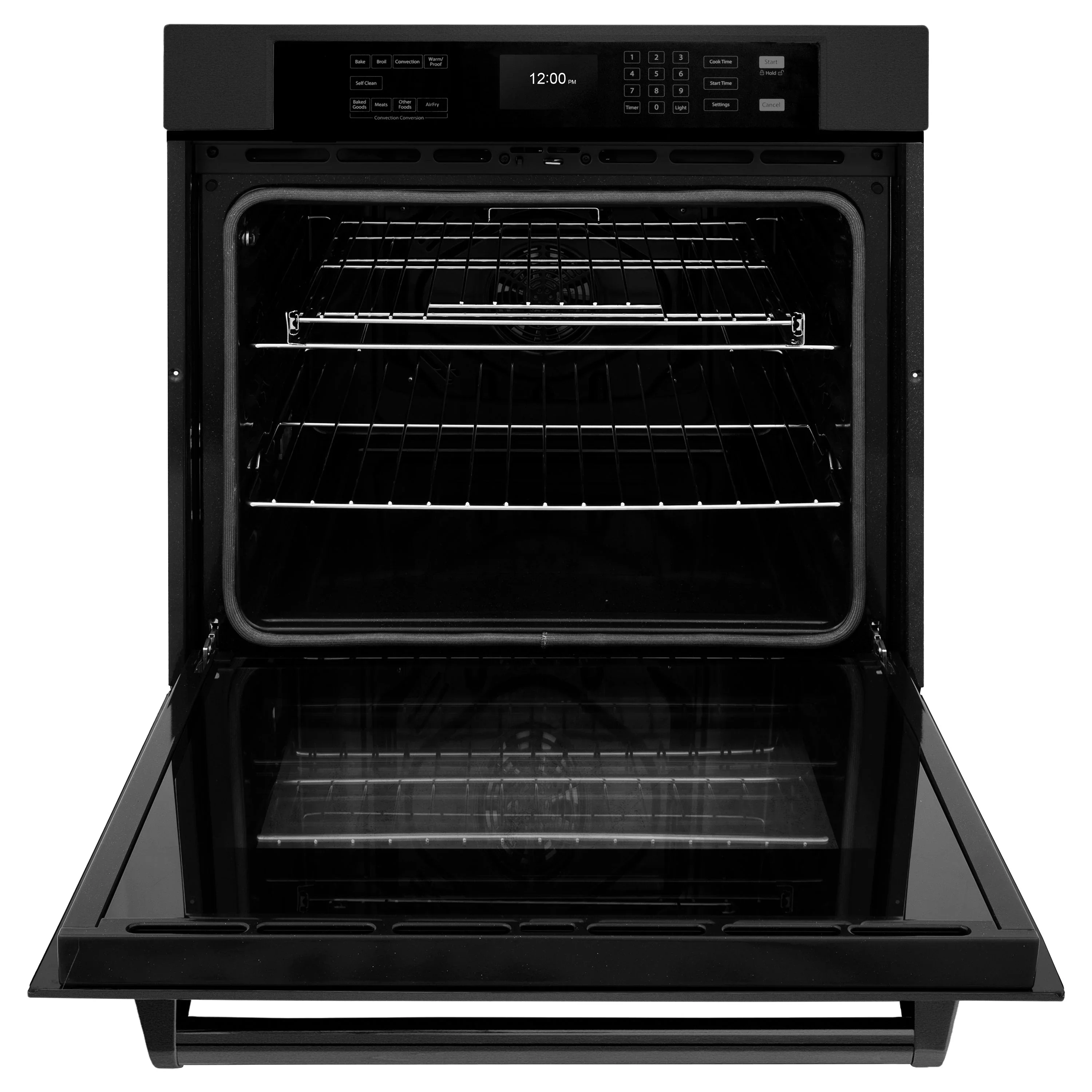 ZLINE 4-Piece Appliance Package - 36-Inch Rangetop with Brass Burners, Refrigerator, 30-Inch Electric Wall Oven, and Convertible Wall Mount Hood in Black Stainless Steel (4KPR-RTBRH36-AWS) - Image 21