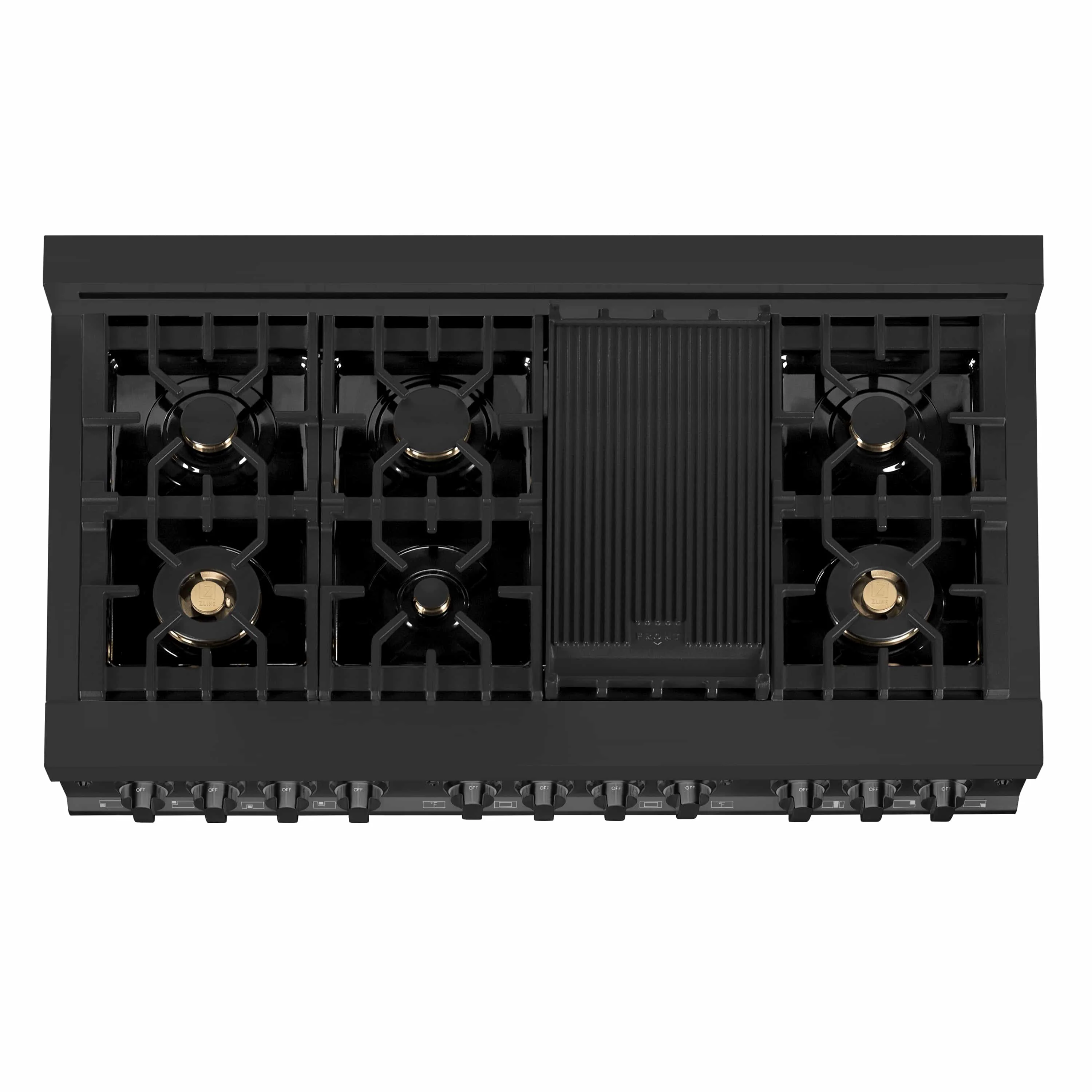 ZLINE 4-Piece Appliance Package - 48-Inch Dual Fuel Range with Brass Burners, Convertible Wall Mount Hood, Microwave Oven, and 3-Rack Dishwasher in Black Stainless Steel (4KP-RABRH48-MODWV) - Image 7