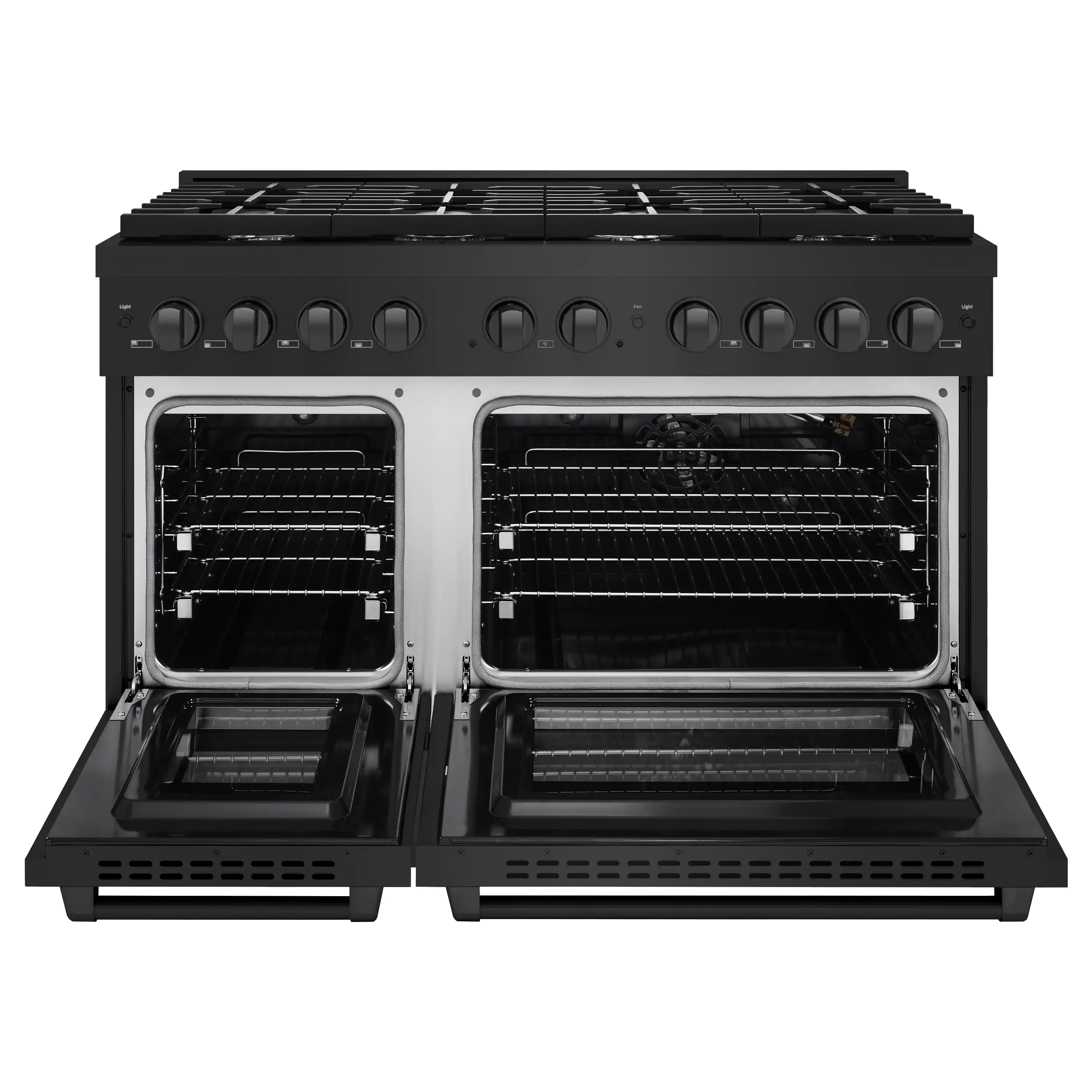 ZLINE 4-Piece Appliance Package - 48-Inch Gas Range, Convertible Wall Mount Hood, Microwave Oven, and 3-Rack Dishwasher in Black Stainless Steel (4KP-SGRBRH48-MODWV) - Image 4