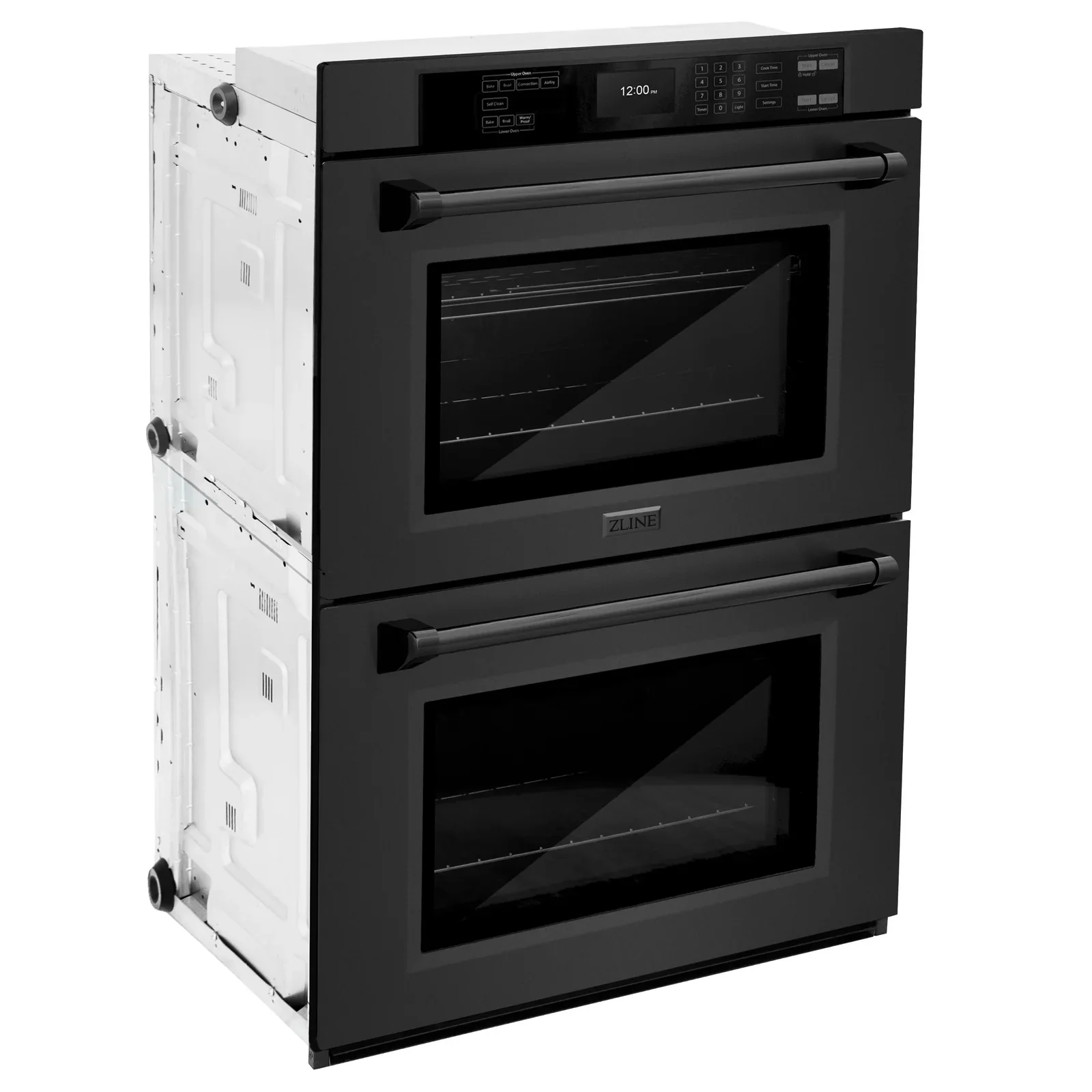 ZLINE 4-Piece Appliance Package - 48-Inch Rangetop with Brass Burners, Refrigerator, 30-Inch Electric Double Wall Oven, and Convertible Wall Mount Hood in Black Stainless Steel (4KPR-RTBRH48-AWD) - Image 33