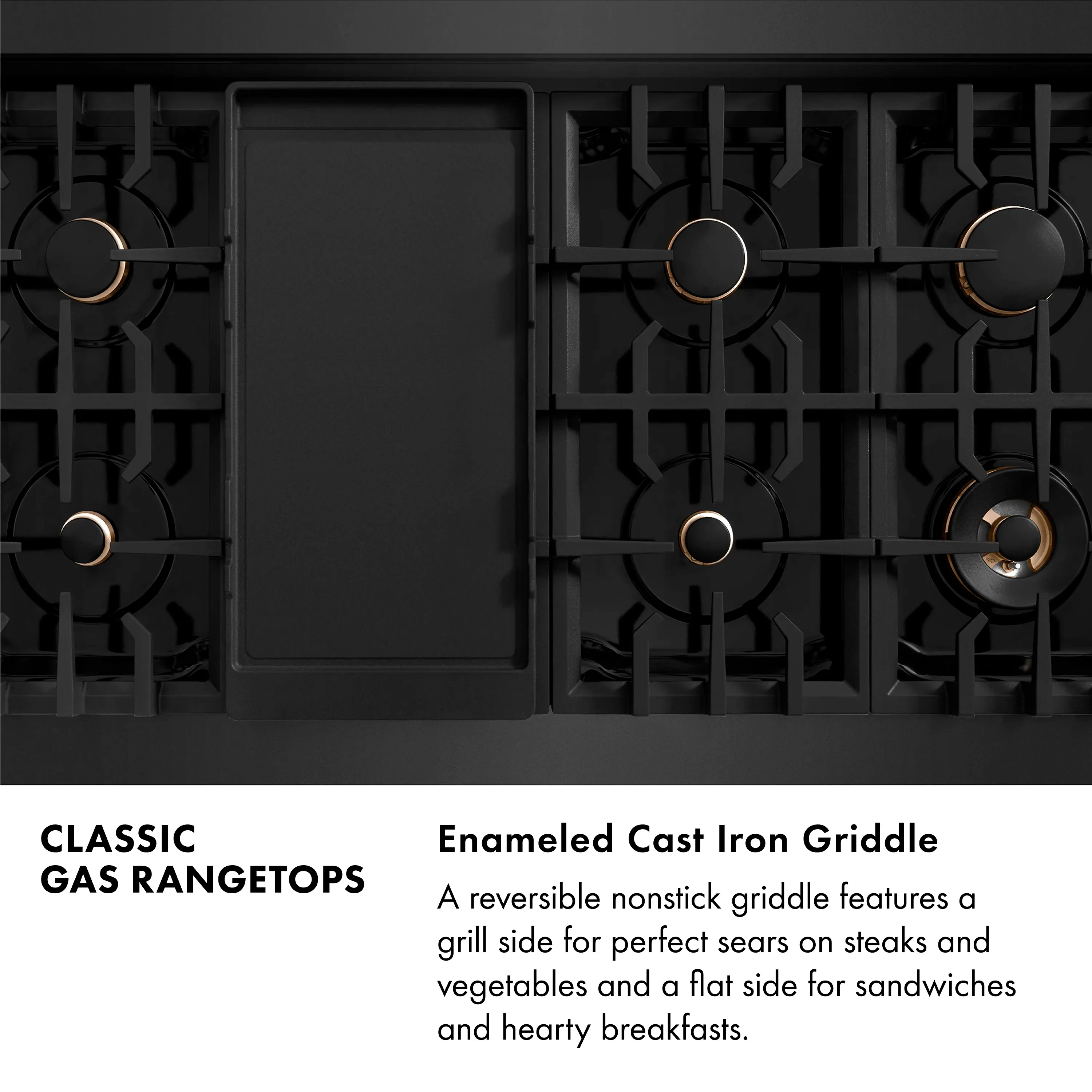 ZLINE 4-Piece Appliance Package - 48-Inch Rangetop with Brass Burners, Refrigerator, 30-Inch Electric Wall Oven, and Convertible Wall Mount Hood in Black Stainless Steel (4KPR-RTBRH48-AWS) - Image 10