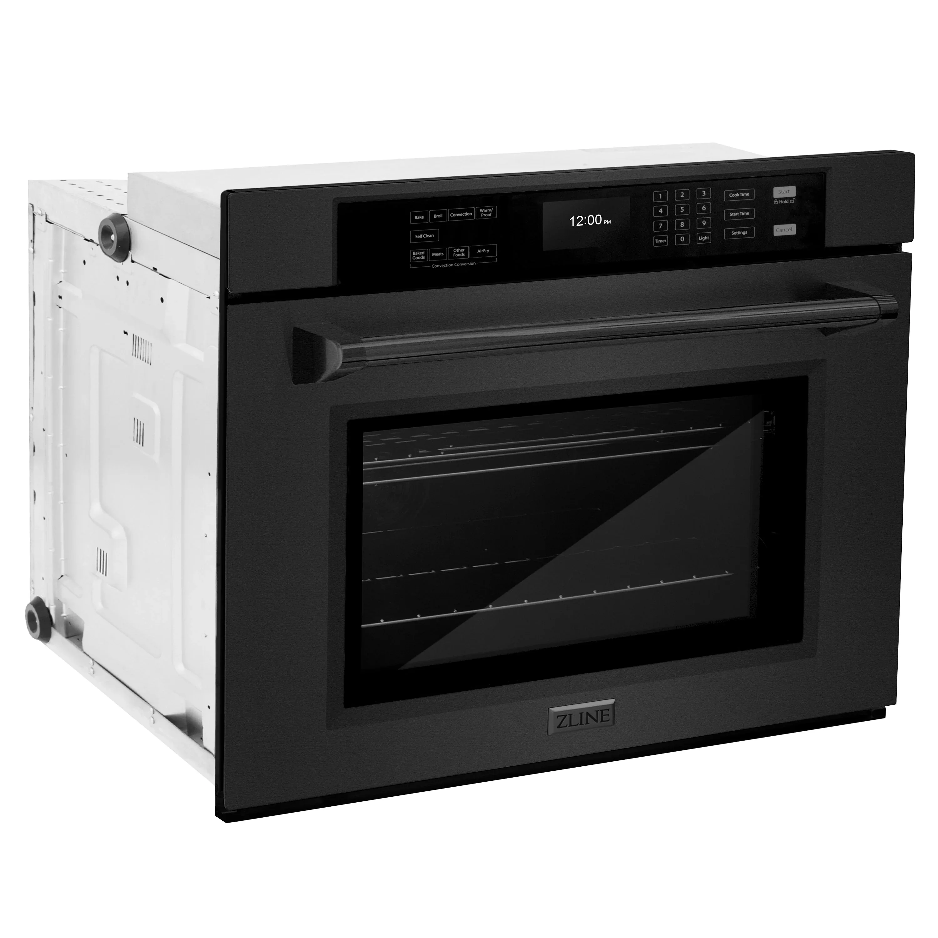 ZLINE 4-Piece Appliance Package - 48-Inch Rangetop with Brass Burners, Refrigerator, 30-Inch Electric Wall Oven, and Convertible Wall Mount Hood in Black Stainless Steel (4KPR-RTBRH48-AWS) - Image 29