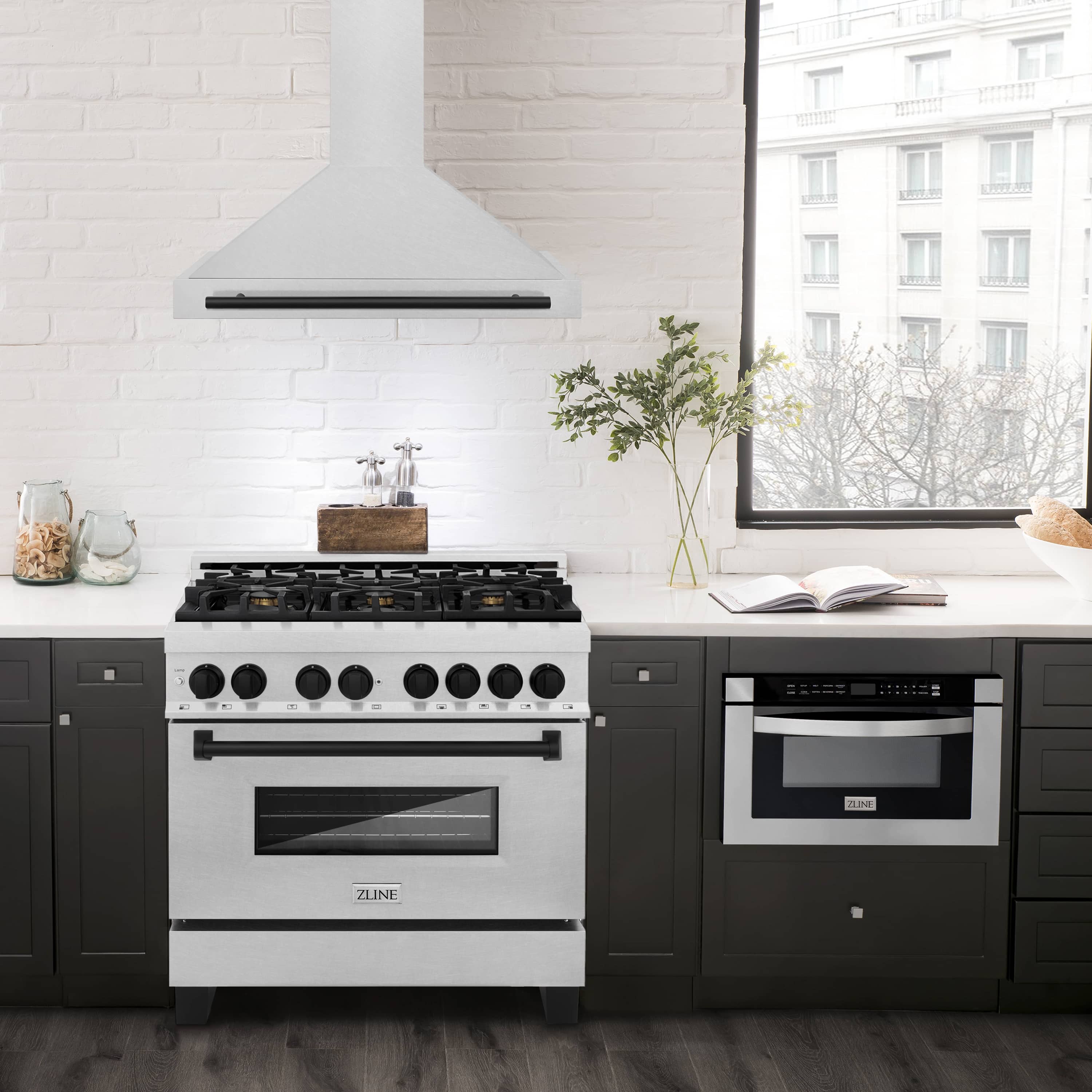 ZLINE 4-Piece Appliance Package - 36-Inch Autograph Edition Induction Range, Wall Mount Range Hood, 36-Inch French Door Refrigerator, and Dishwasher in Stainless Steel with Gold Trim - Image 17
