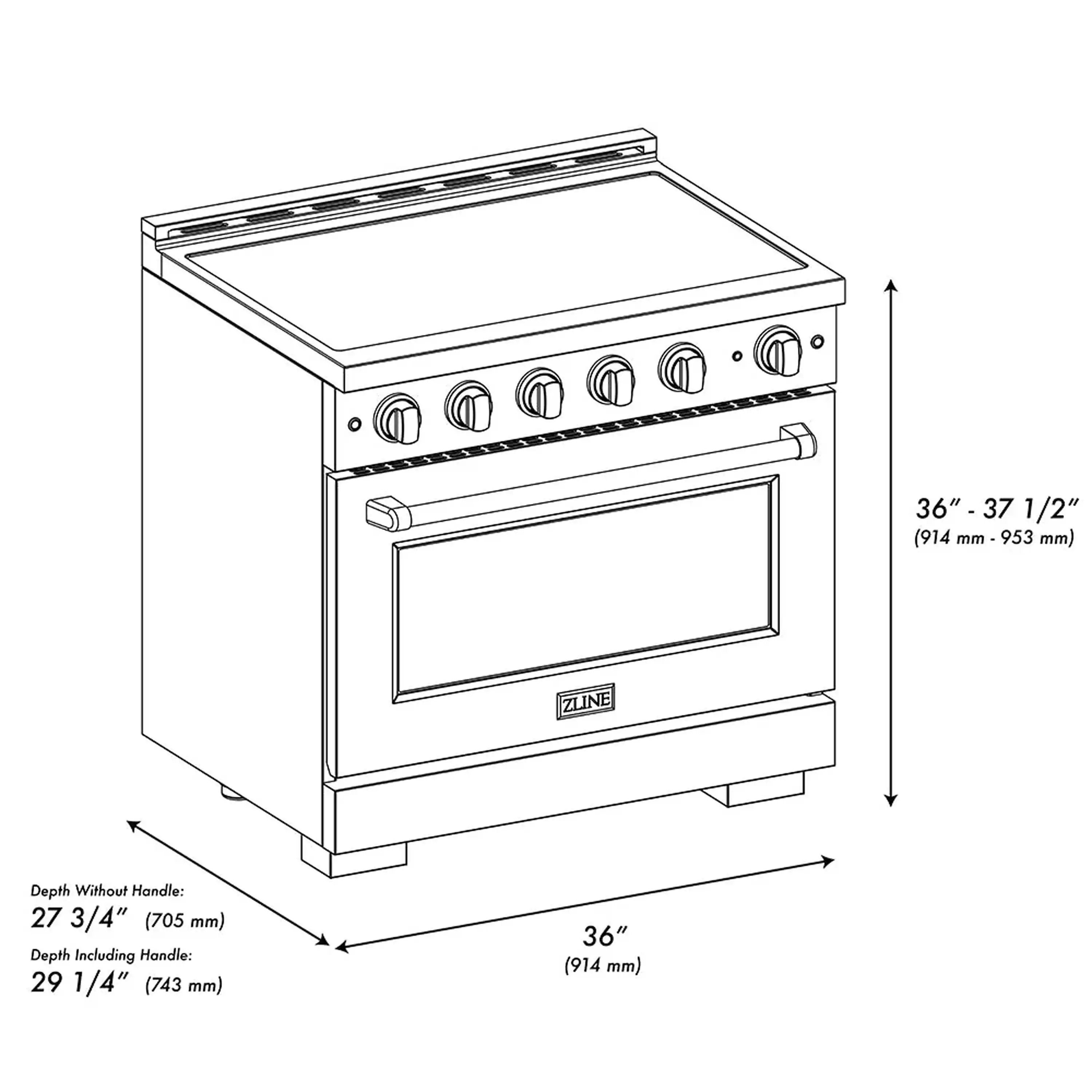ZLINE 4-Piece Appliance Package - 30-Inch Autograph Edition Induction Range, Wall Mount Range Hood, 36-Inch French Door Refrigerator, and Dishwasher in Stainless Steel with Champagne Bronze Trim - Image 9