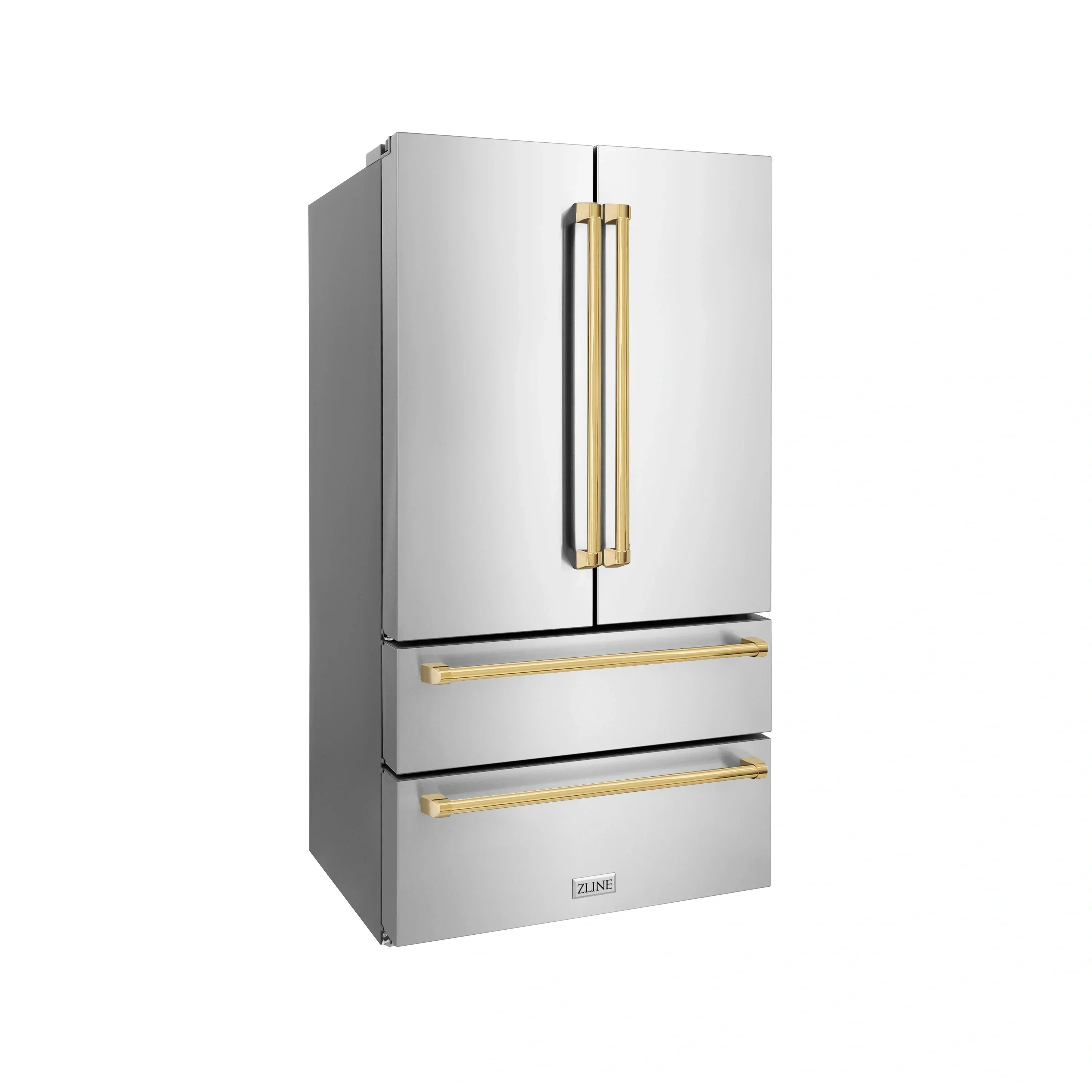 ZLINE 4-Piece Appliance Package - 36-Inch Autograph Edition Induction Range, Wall Mount Range Hood, 36-Inch French Door Refrigerator, and Dishwasher in Stainless Steel with Gold Trim - Image 21