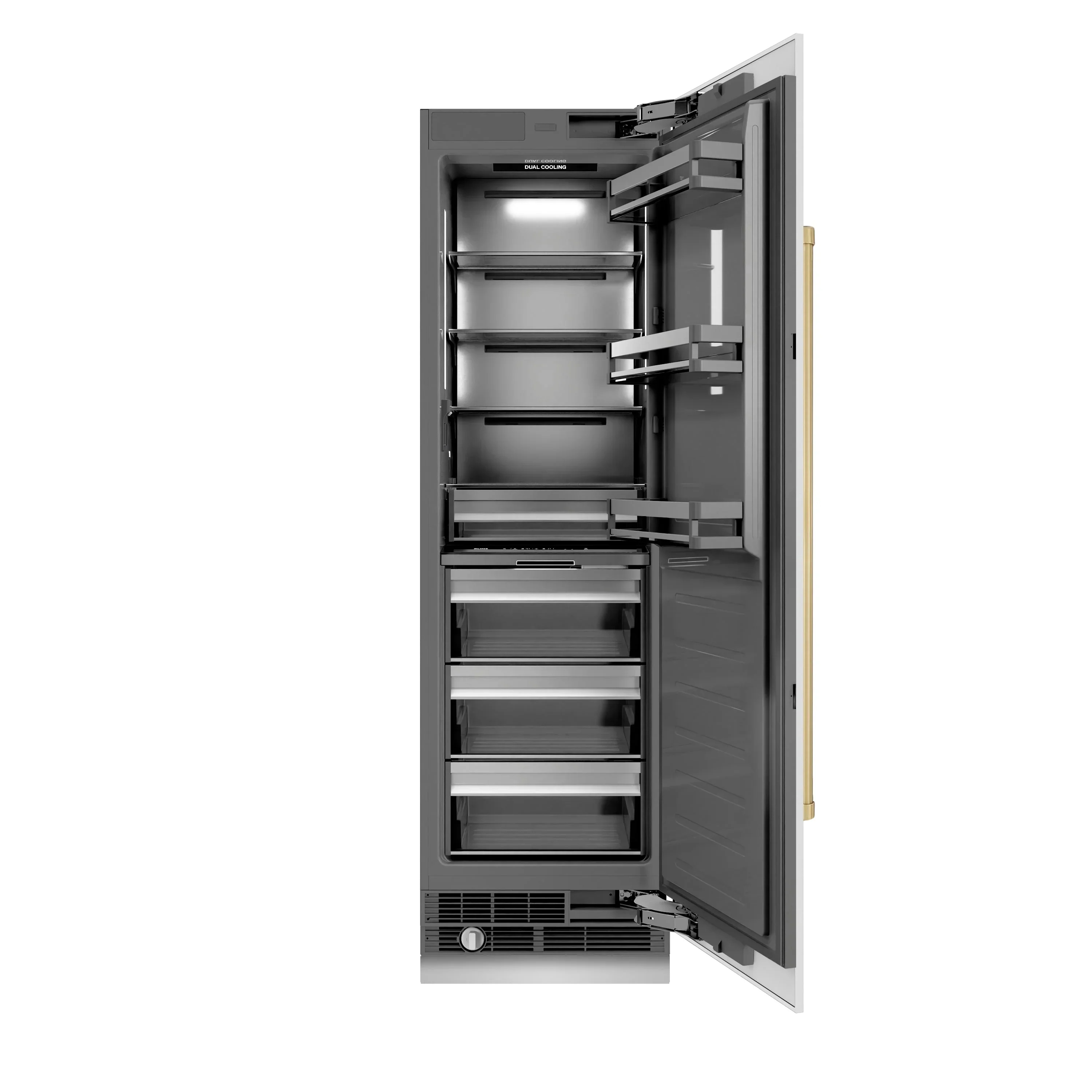 ZLINE 42-Inch Column 12.5 Cu. Ft. Refrigerator and 8.6 Cu. Ft. Freezer in White Matte with Champagne Bronze Accent - Image 4