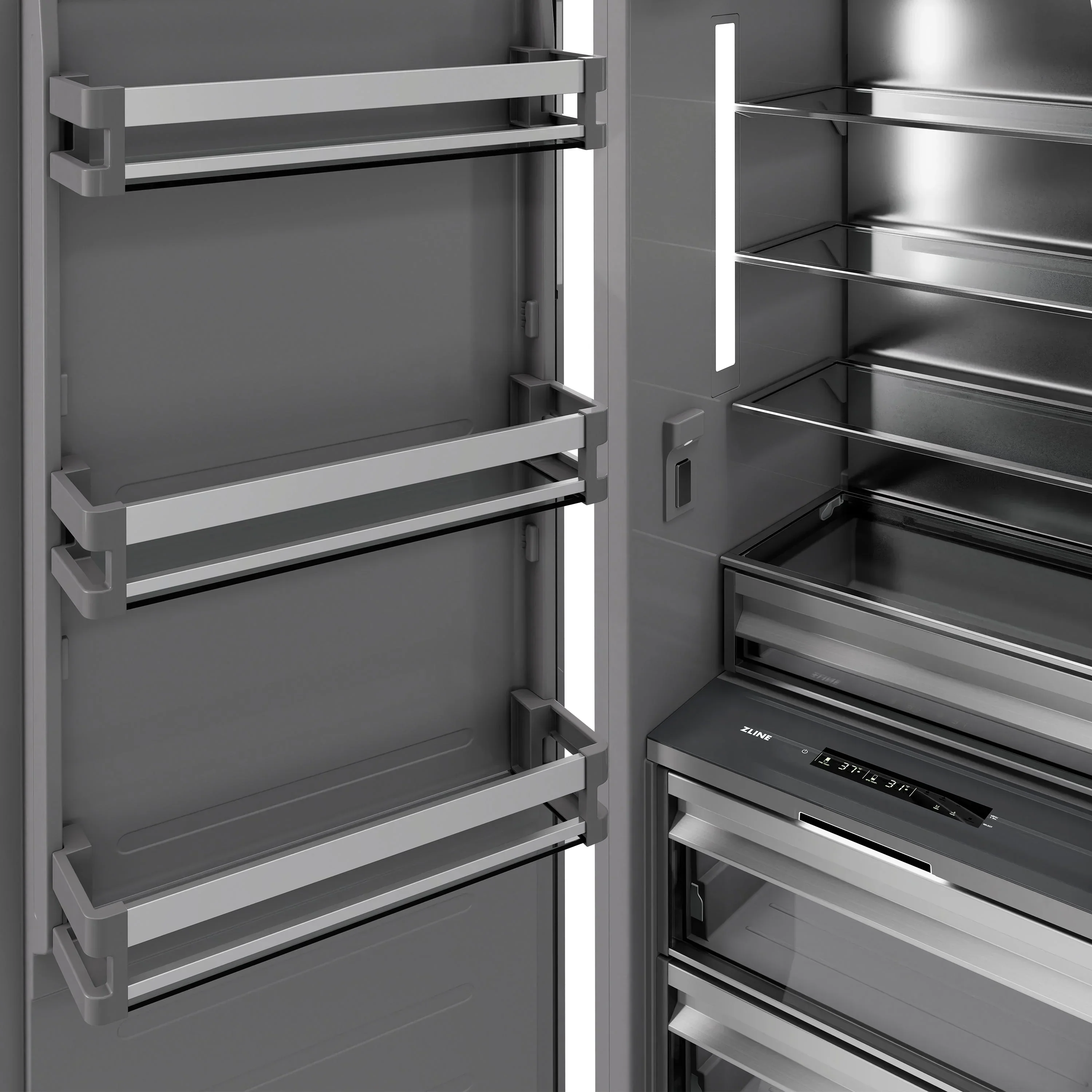 ZLINE 42-Inch Column 12.5 Cu. Ft. Refrigerator and 8.6 Cu. Ft. Freezer in White Matte with Matte Black Accent - Image 6