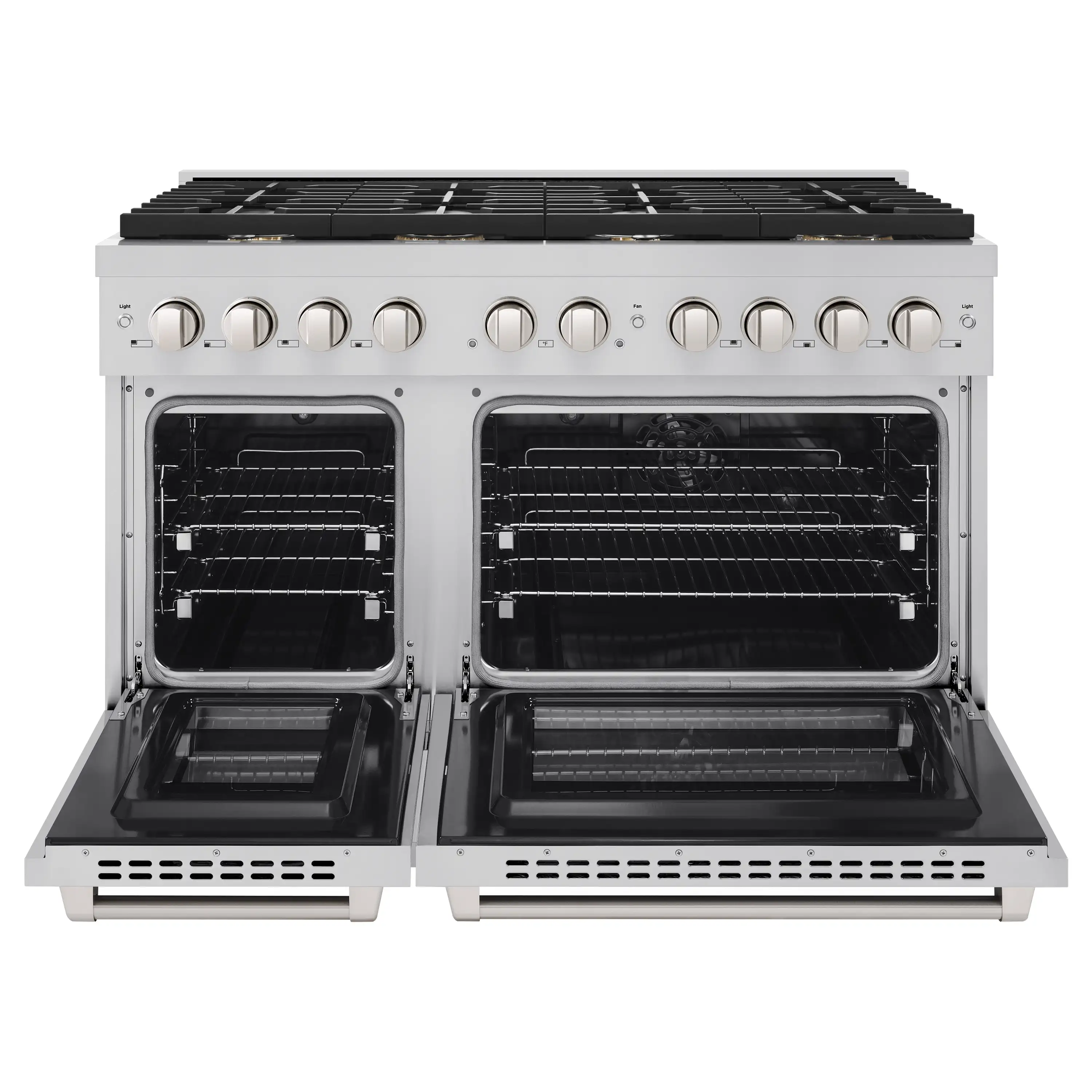 ZLINE 48 in. 6.7 cu. ft. Paramount Double Oven Dual Fuel Range in Stainless Steel with 8 Brass Burners (SDR-BR-48) - Image 3