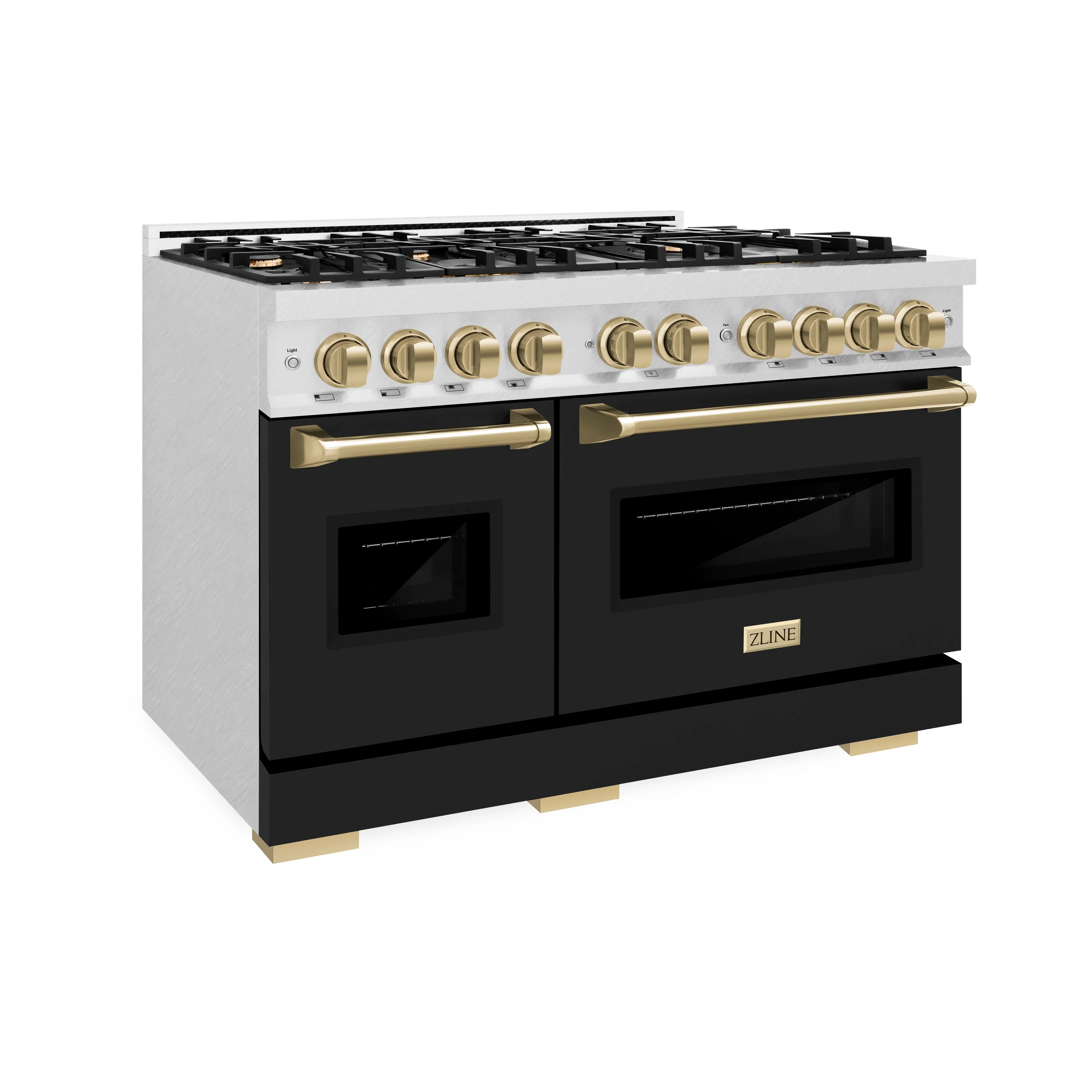 ZLINE Autograph Edition 48-Inch Classic Series Dual Fuel Range in DuraSnow Stainless Steel with Black Matte and Champagne Bronze (CDRSZ-BLM-48-CB) - Image 4