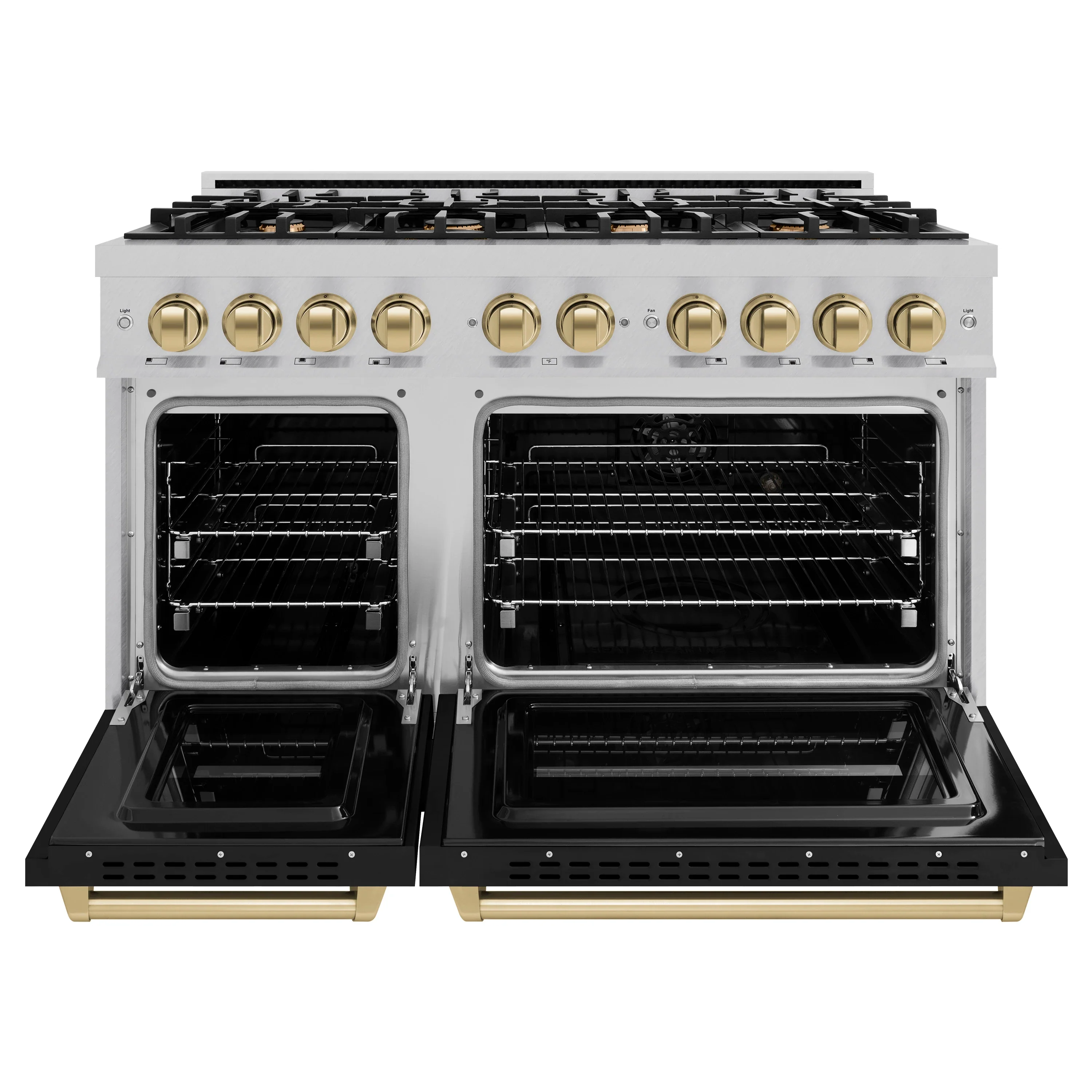 ZLINE Autograph Edition 48-Inch Classic Series Dual Fuel Range in DuraSnow Stainless Steel with Black Matte and Champagne Bronze (CDRSZ-BLM-48-CB) - Image 5