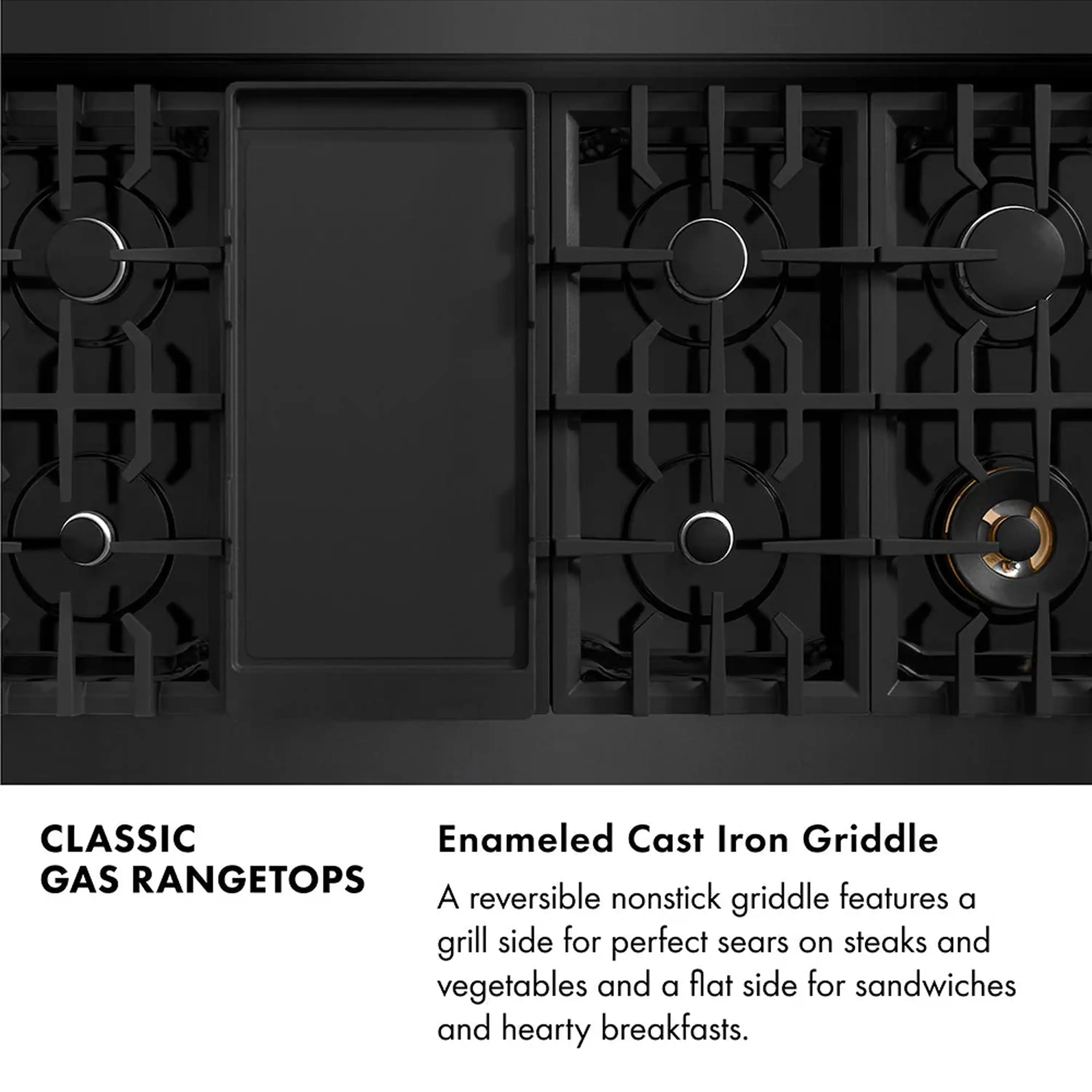 ZLINE 48-Inch Classic Gas Rangetop with 8 Burners And Porcelain Cooktop In Black Stainless Steel (RTB2-48) - Image 10