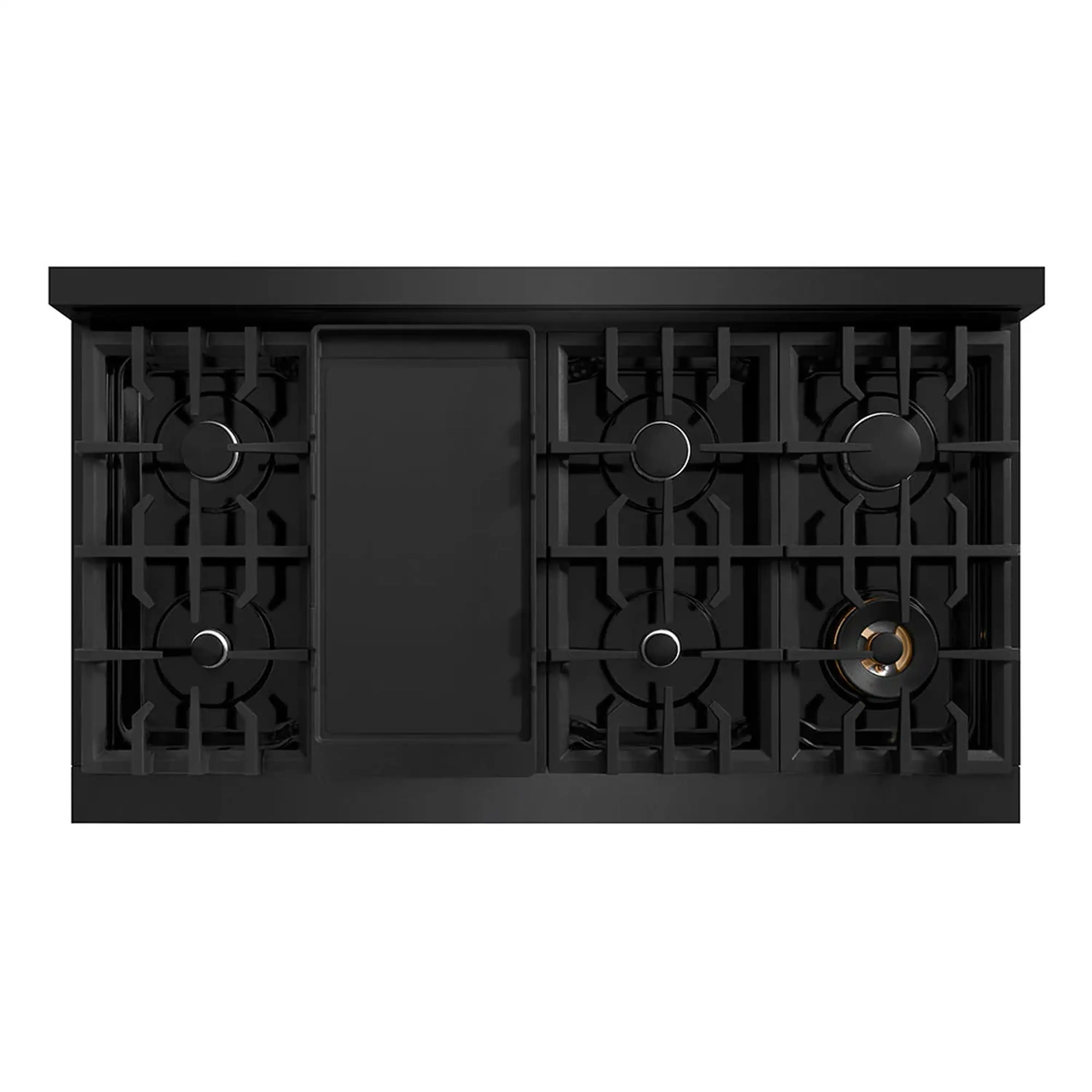 ZLINE 48-Inch Classic Gas Rangetop with 8 Burners And Porcelain Cooktop In Black Stainless Steel (RTB2-48) - Image 2