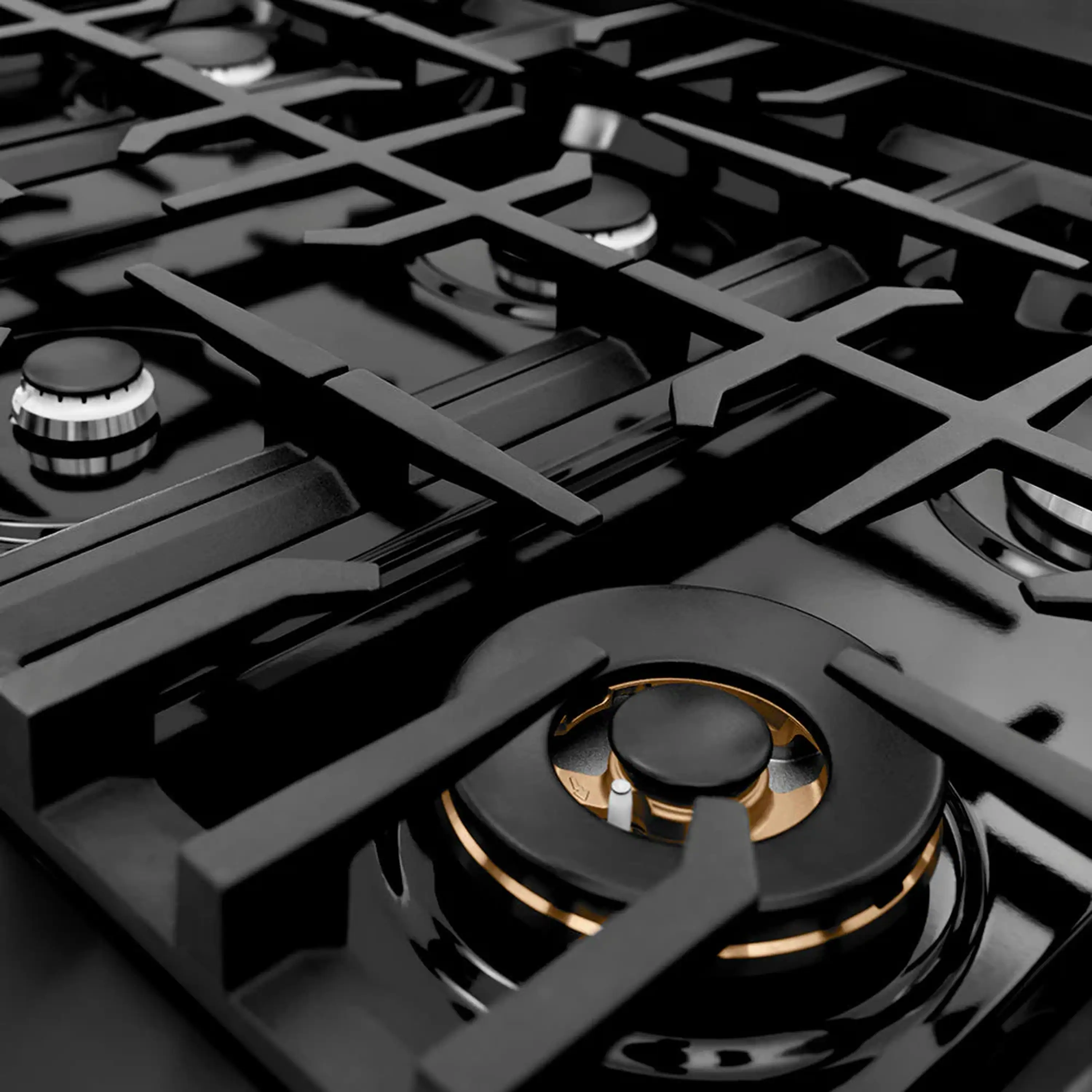 ZLINE 48-Inch Classic Gas Rangetop with 8 Burners And Porcelain Cooktop In Black Stainless Steel (RTB2-48) - Image 5