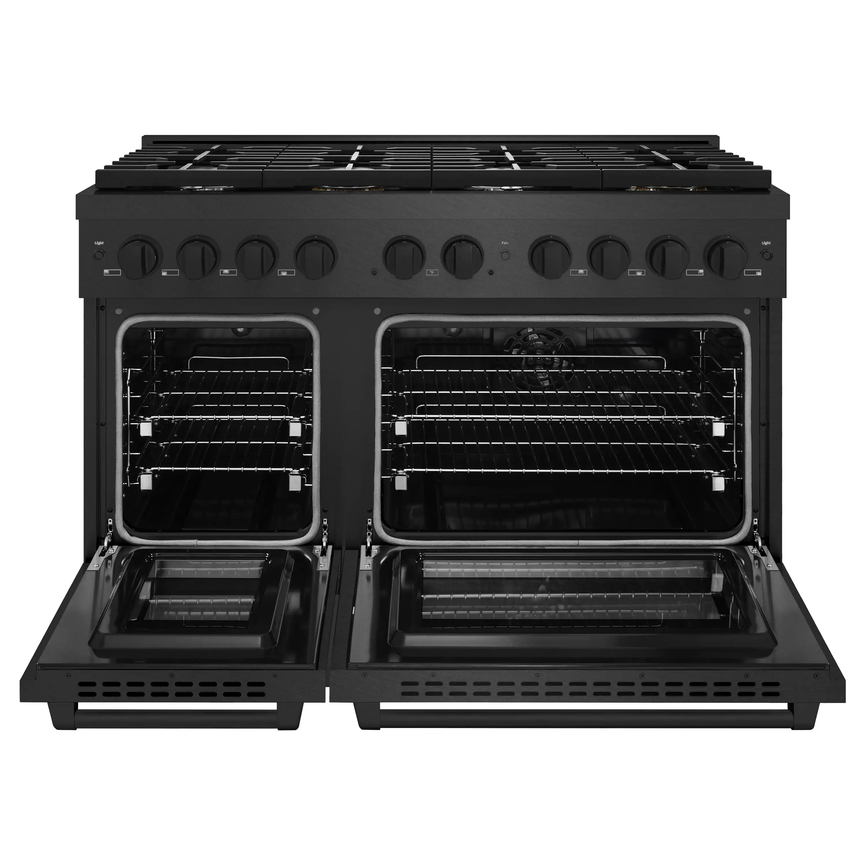 ZLINE 48-Inch 6.7 Cu. Ft. Paramount Double Oven Dual Fuel Range with 8 Burner Gas Cooktop in Black Satin Stainless Steel (SDRBS-48) - Image 3
