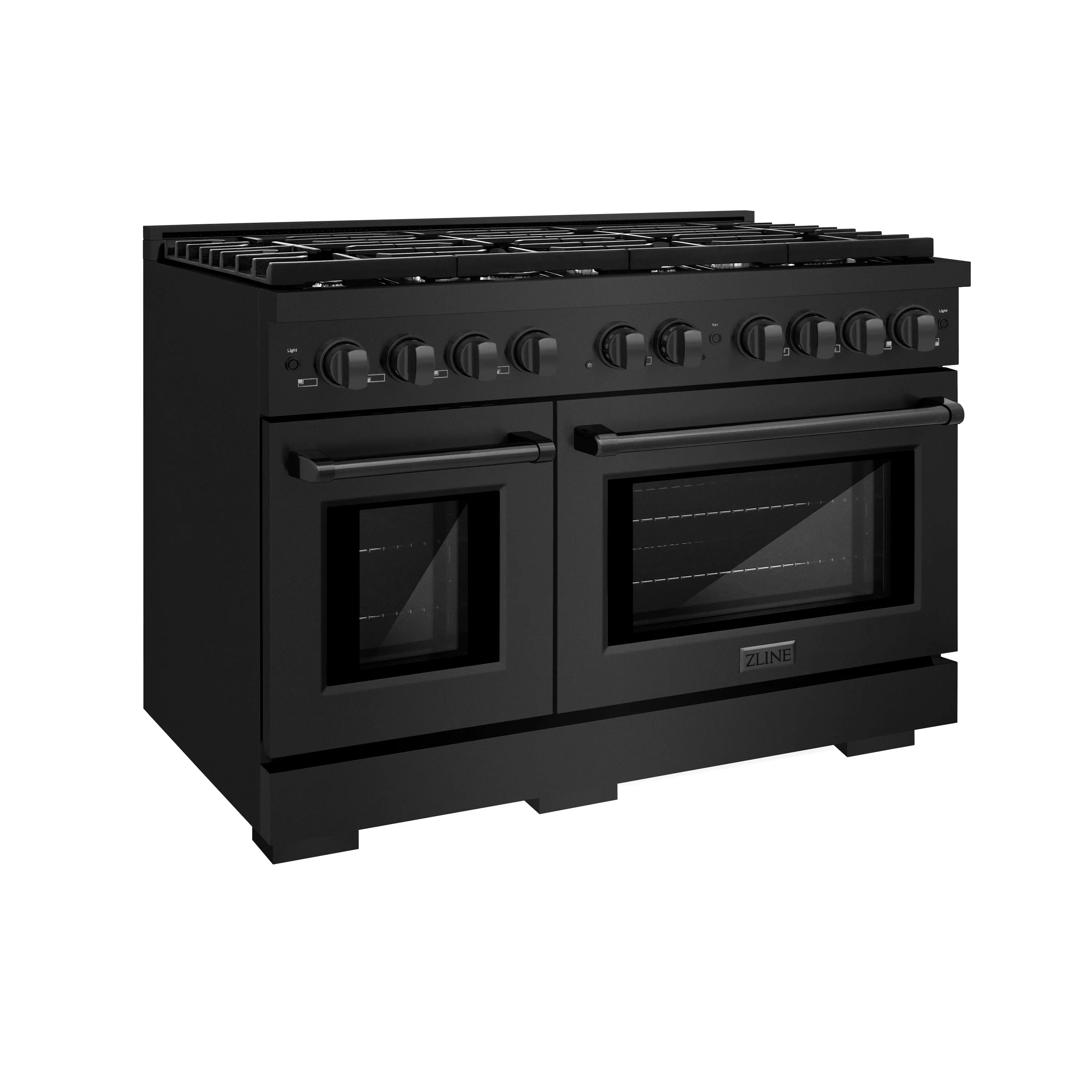 ZLINE 48-Inch 6.7 cu. ft. Paramount Double Oven Dual Fuel Range with 8 Burner Gas Cooktop in Black Stainless Steel (SDRB-48) - Image 4