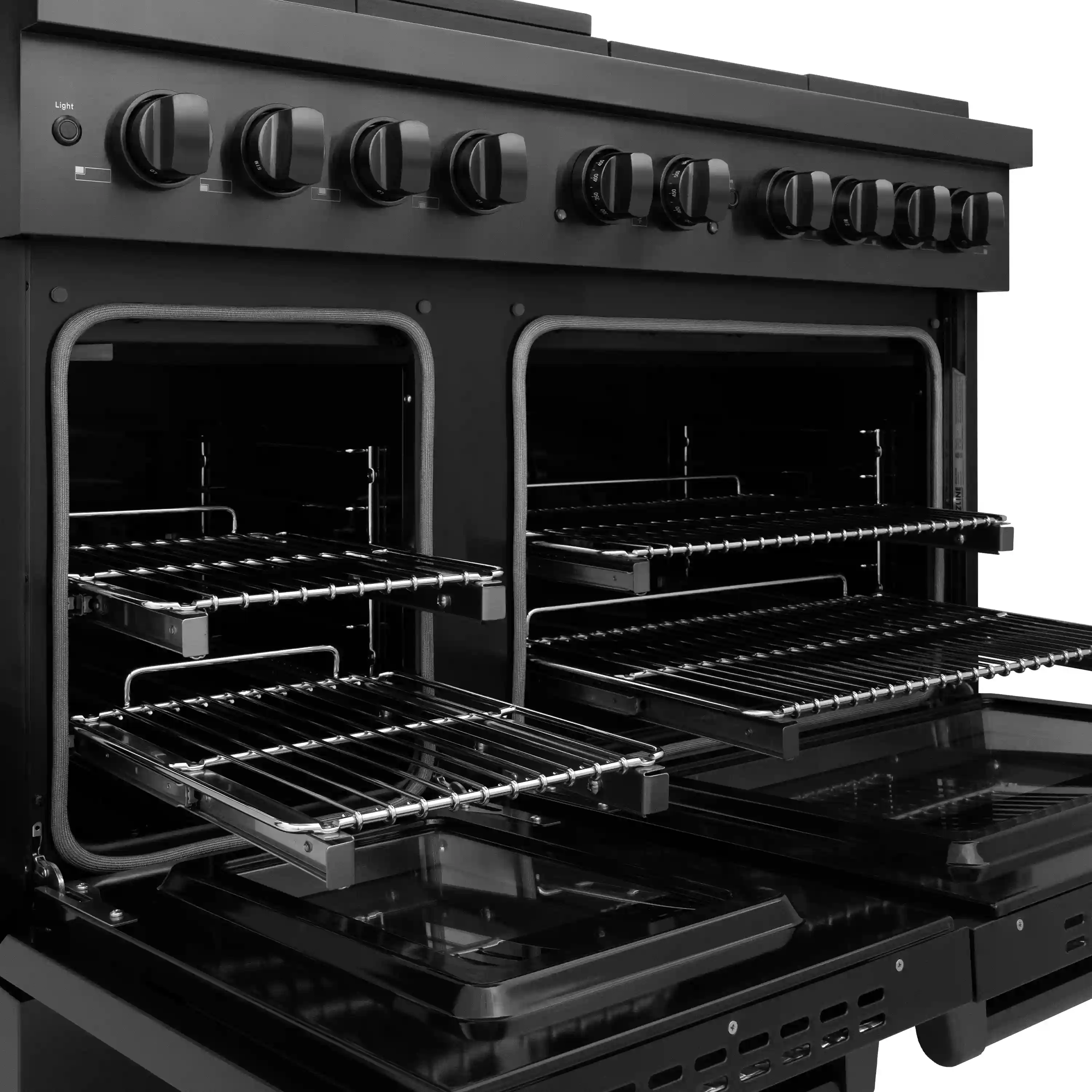 ZLINE 48-Inch 6.7 cu. ft. Paramount Double Oven Dual Fuel Range with 8 Burner Gas Cooktop in Black Stainless Steel (SDRB-48) - Image 6
