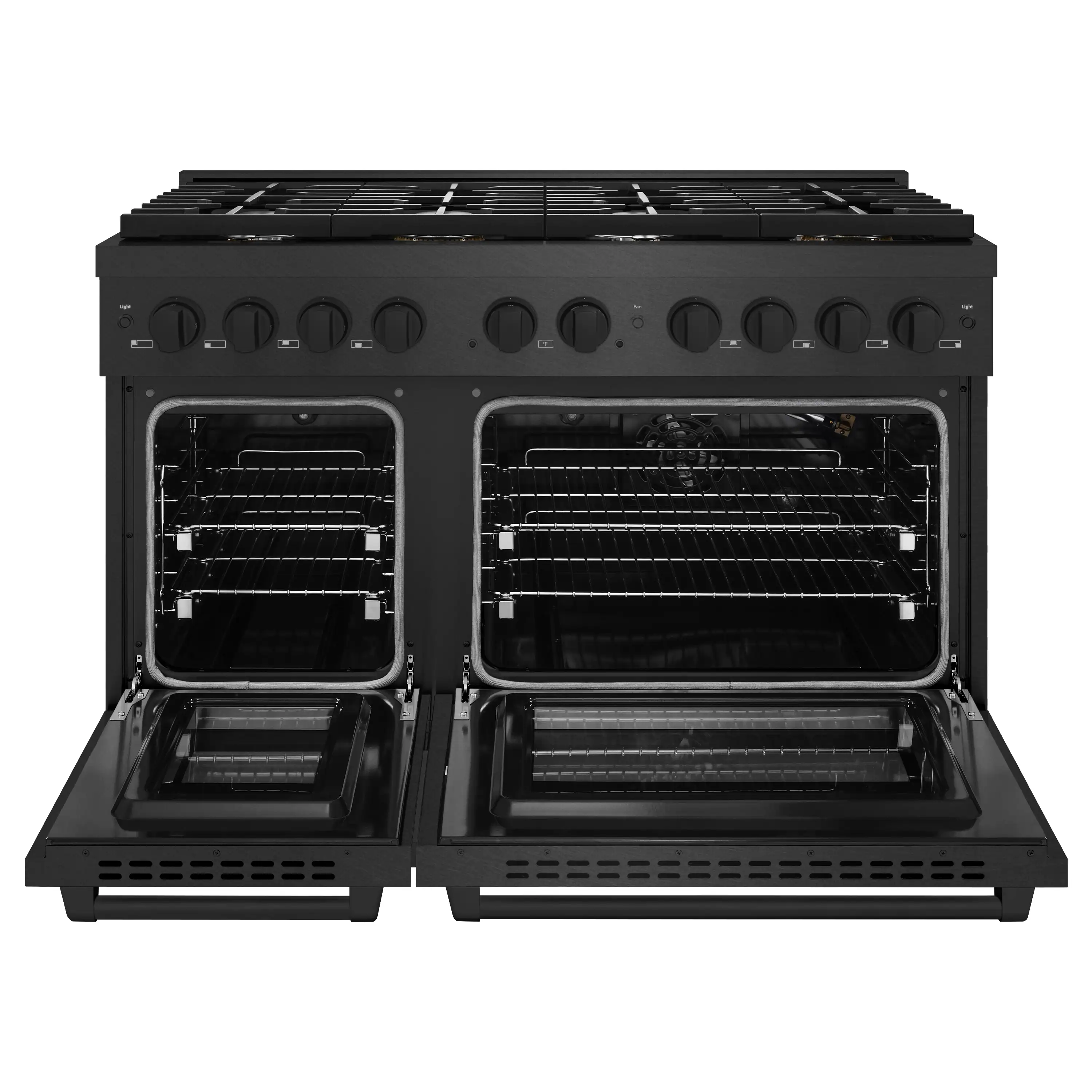 ZLINE 48-Inch 6.7 Cu. Ft. Paramount Double Oven Gas Range in Black Satin Stainless Steel with 8 Brass Burners (SGRBS-BR-48) - Image 3