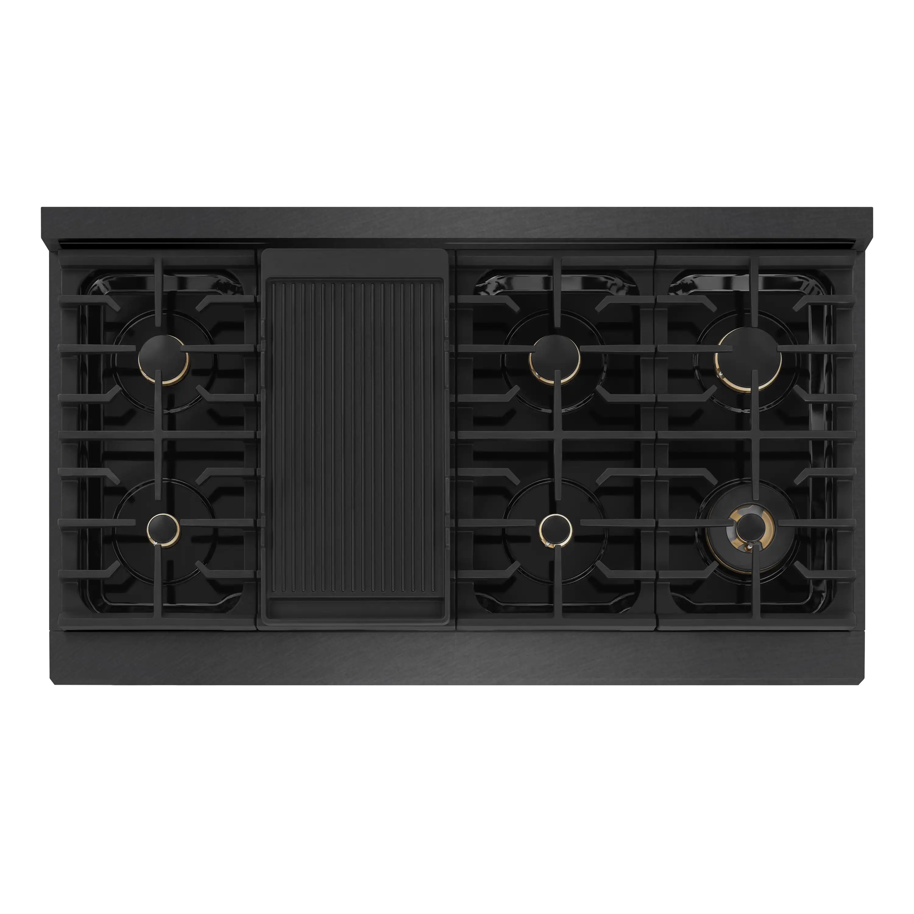 ZLINE 48-Inch 6.7 Cu. Ft. Paramount Double Oven Gas Range in Black Satin Stainless Steel with 8 Brass Burners (SGRBS-BR-48) - Image 4