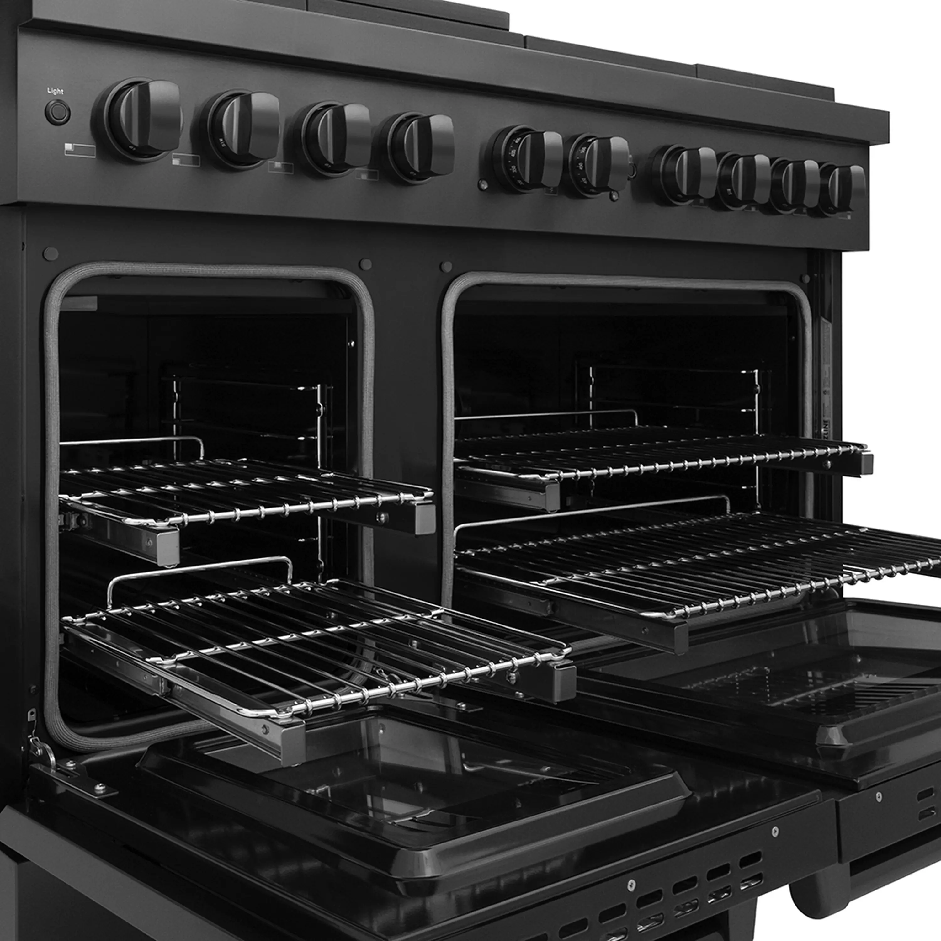 ZLINE 48-Inch 6.7 cu. ft. Paramount Dual Fuel Range with 8 Burner DuoPro™ Cooktop and Dual Ovens in Black Stainless Steel (PSDRB-48) - Image 9