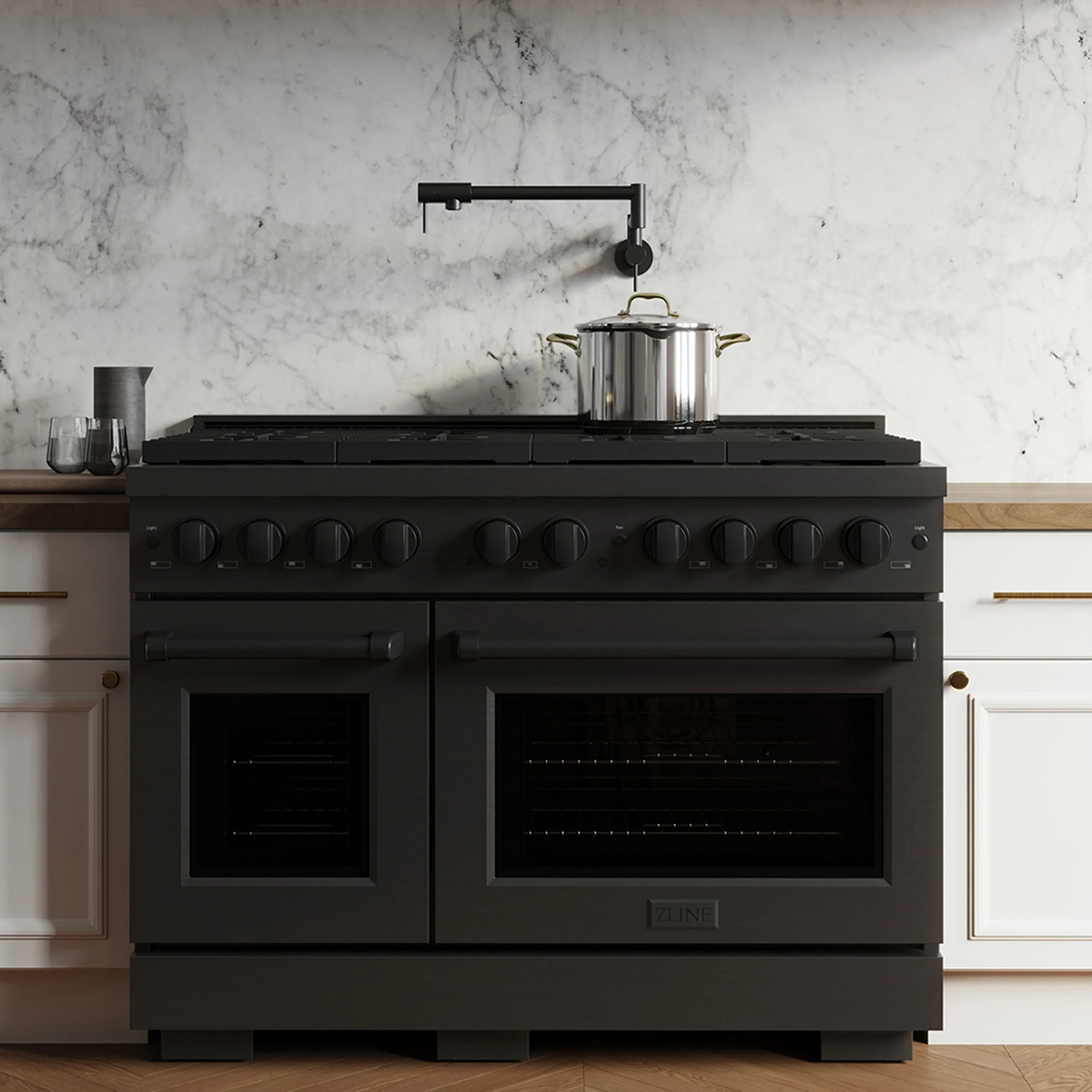 ZLINE 48-Inch 6.7 cu. ft. Paramount Gas Range with 8 Burner DuoPro™ Cooktop and Dual Ovens in Black Stainless Steel (PSGRB-48) - Image 3