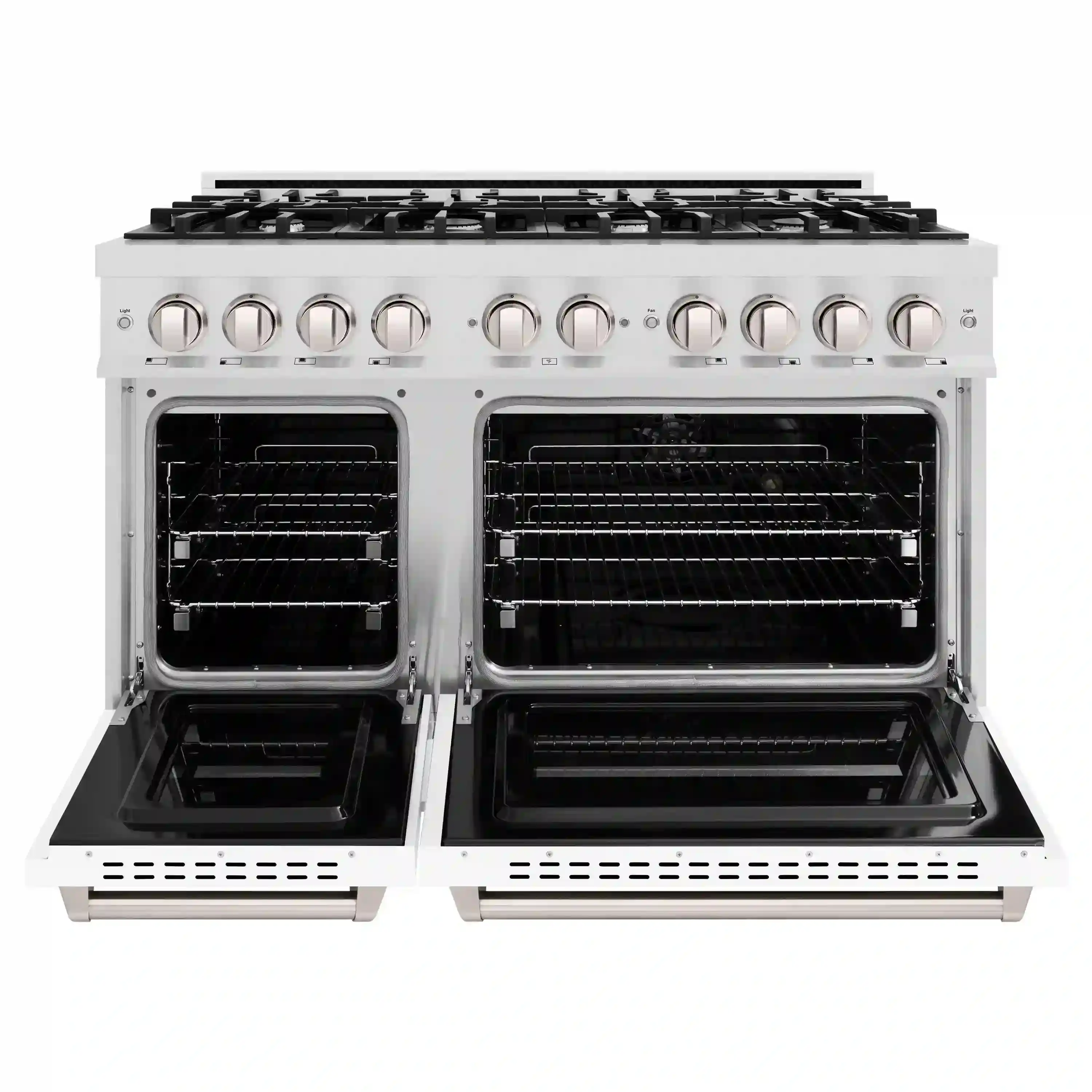 ZLINE Autograph Edition 48-Inch Dual Fuel Range with 4 Gas Burner Cooktop and 4.2 Cu. Ft. Electric Convection Oven in Satin Stainless Steel with White Matte (CDRS-WM-48) - Image 3