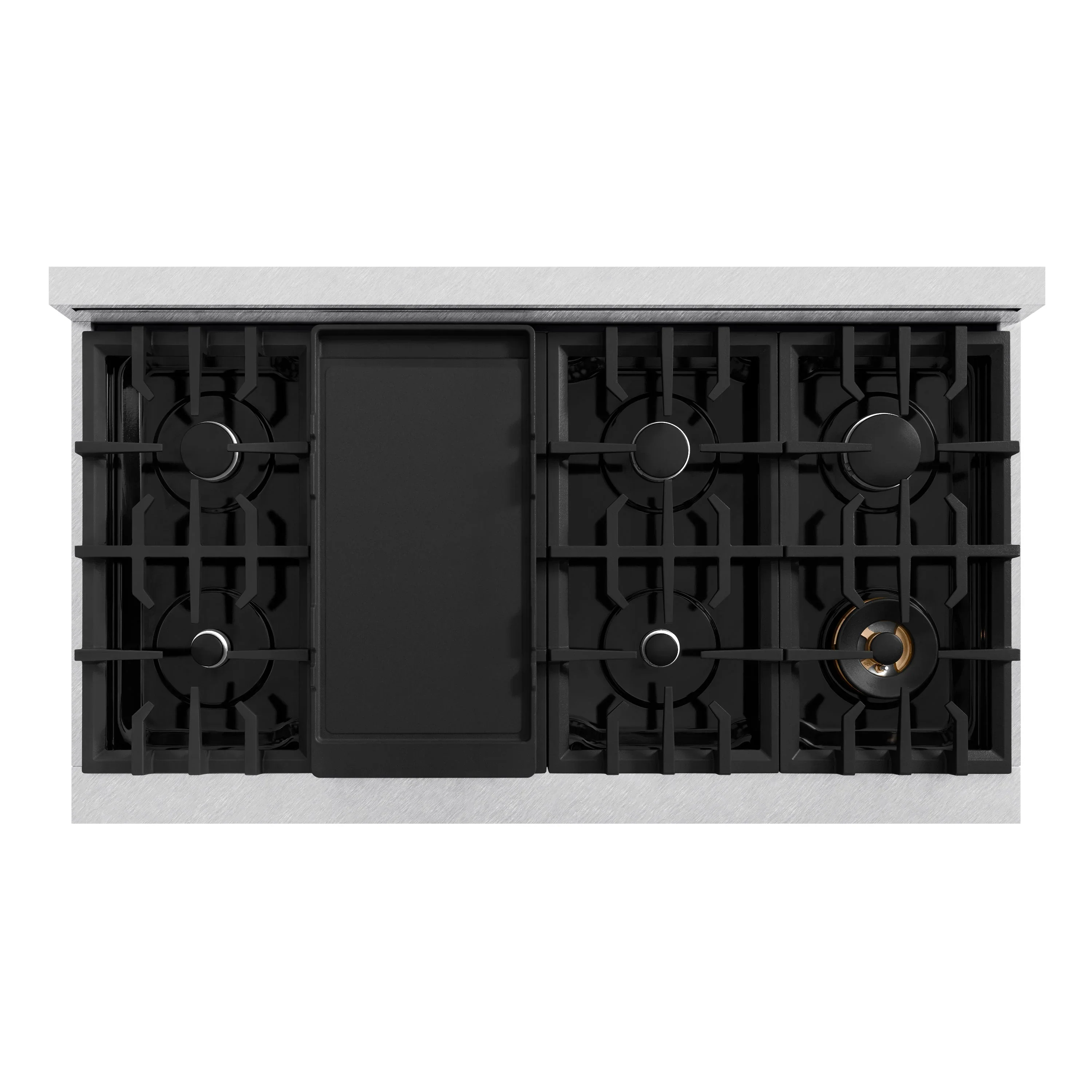 ZLINE Autograph Edition 48-Inch Dual Fuel Range with 4 Gas Burner Cooktop and 4.2 Cu. Ft. Electric Convection Oven in Satin Stainless Steel with White Matte (CDRS-WM-48) - Image 4