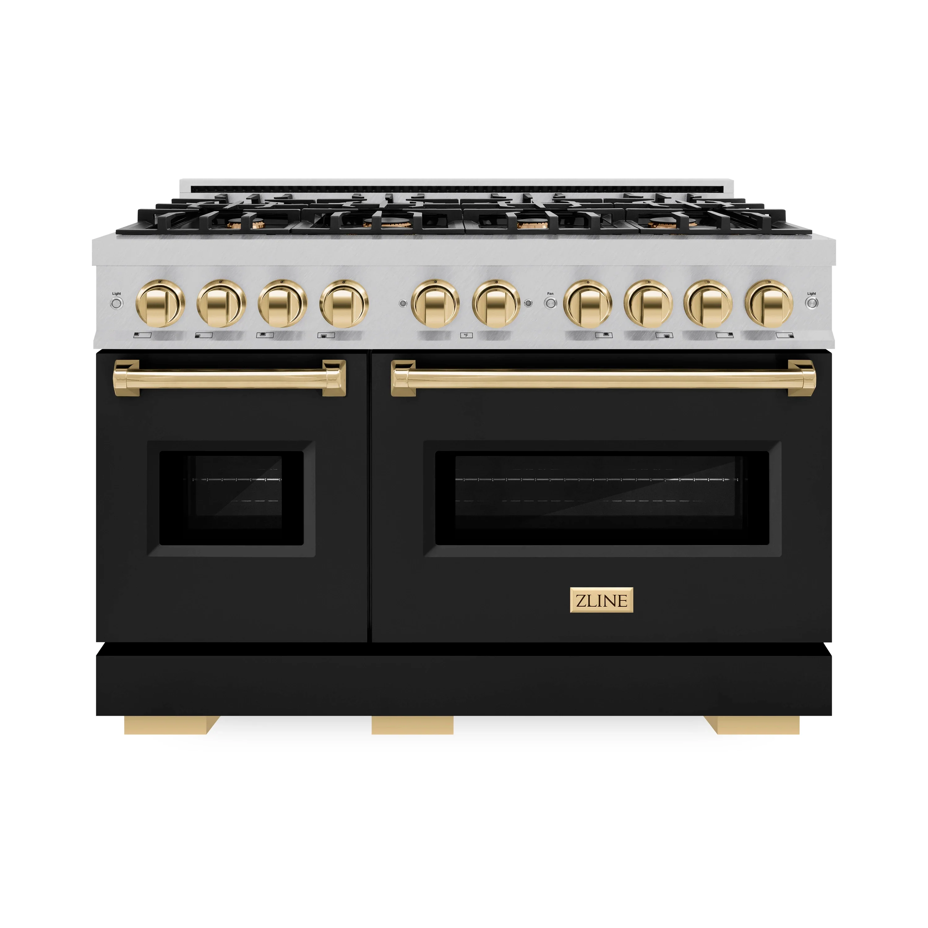 ZLINE Autograph Edition 48-Inch Classic Series Dual Fuel Range in DuraSnow Stainless Steel with Black Matte and Gold (CDRSZ-BLM-48-G) - Image 2