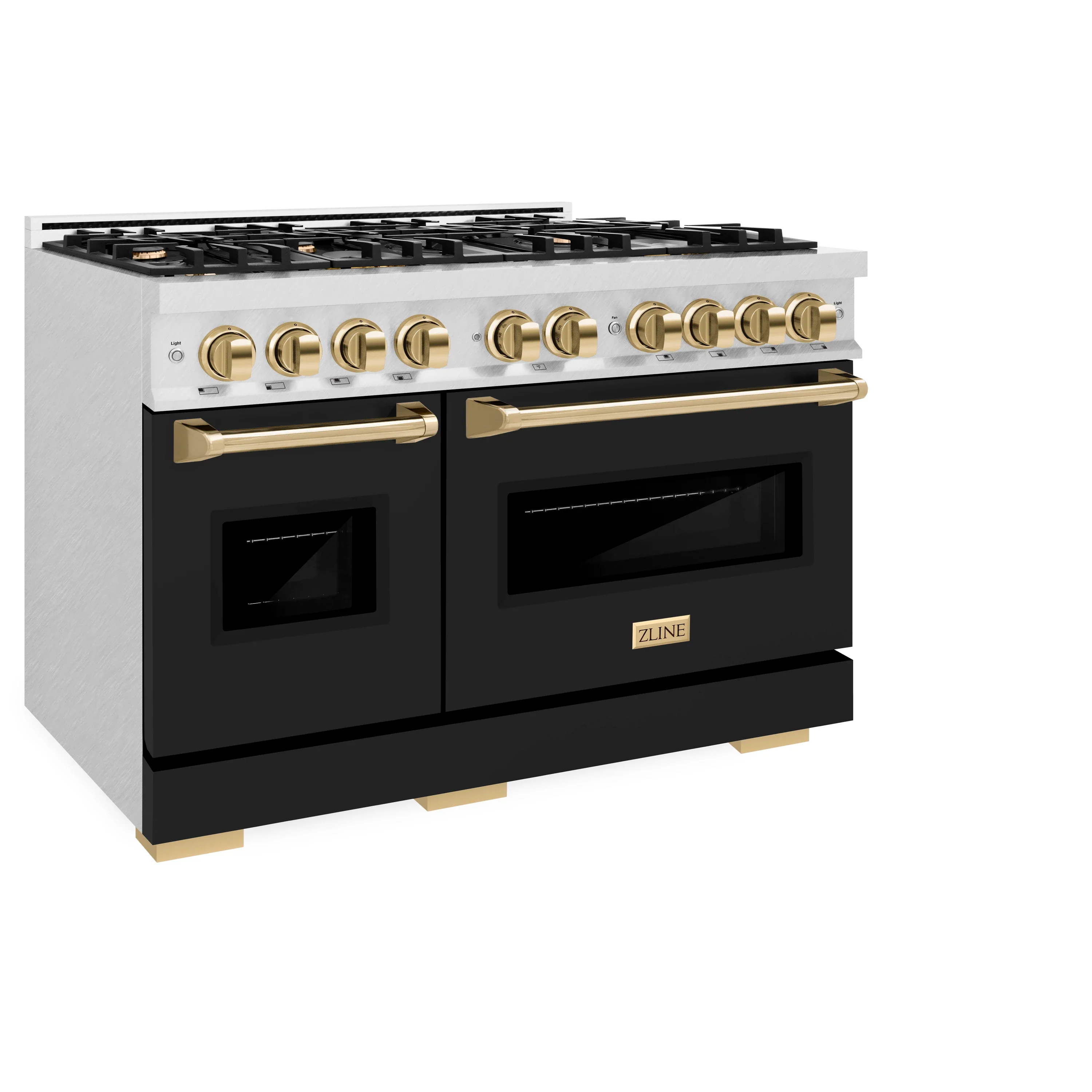 ZLINE Autograph Edition 48-Inch Classic Series Dual Fuel Range in DuraSnow Stainless Steel with Black Matte and Gold (CDRSZ-BLM-48-G) - Image 4