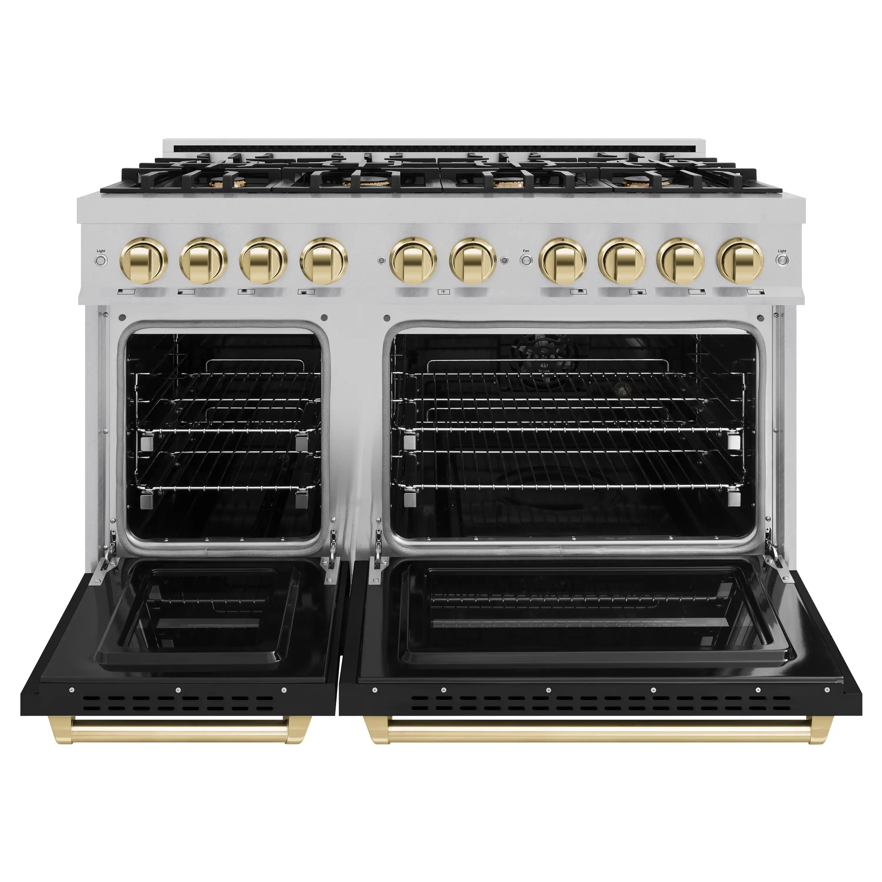 ZLINE Autograph Edition 48-Inch Classic Series Dual Fuel Range in DuraSnow Stainless Steel with Black Matte and Gold (CDRSZ-BLM-48-G) - Image 5