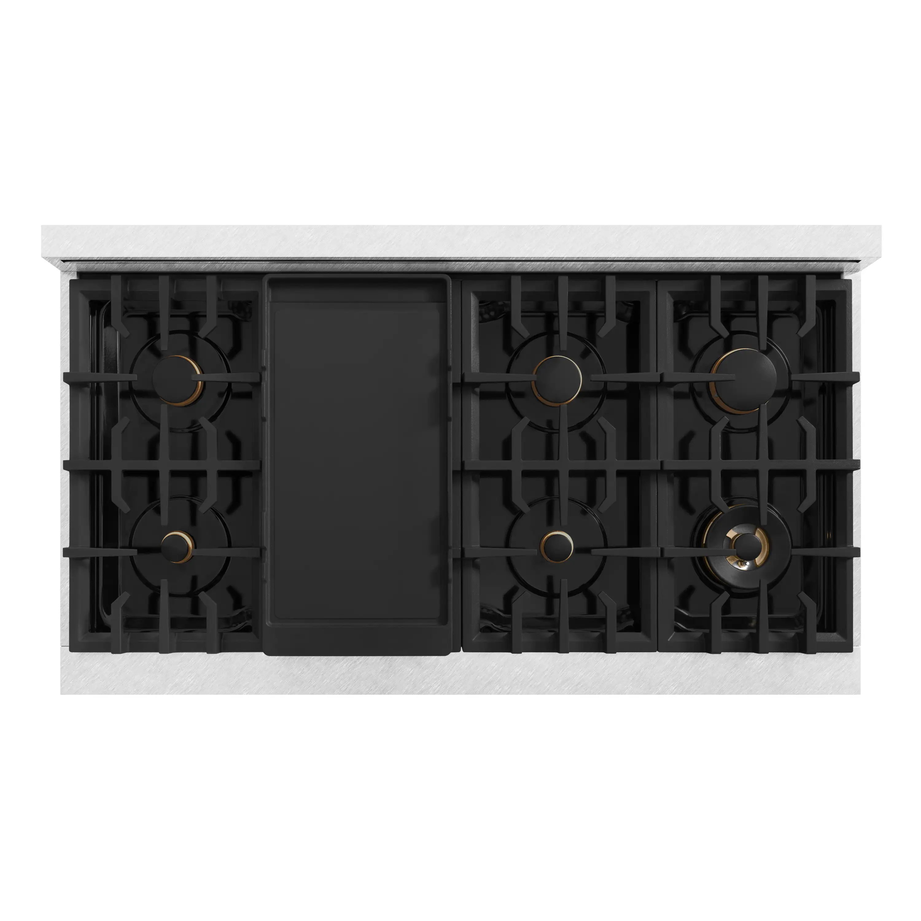 ZLINE Autograph Edition 48-Inch Classic Series Dual Fuel Range in Satin Stainless Steel with White Matte Door and Champagne Bronze Accent (CDRSZ-WM-48-CB) - Image 5