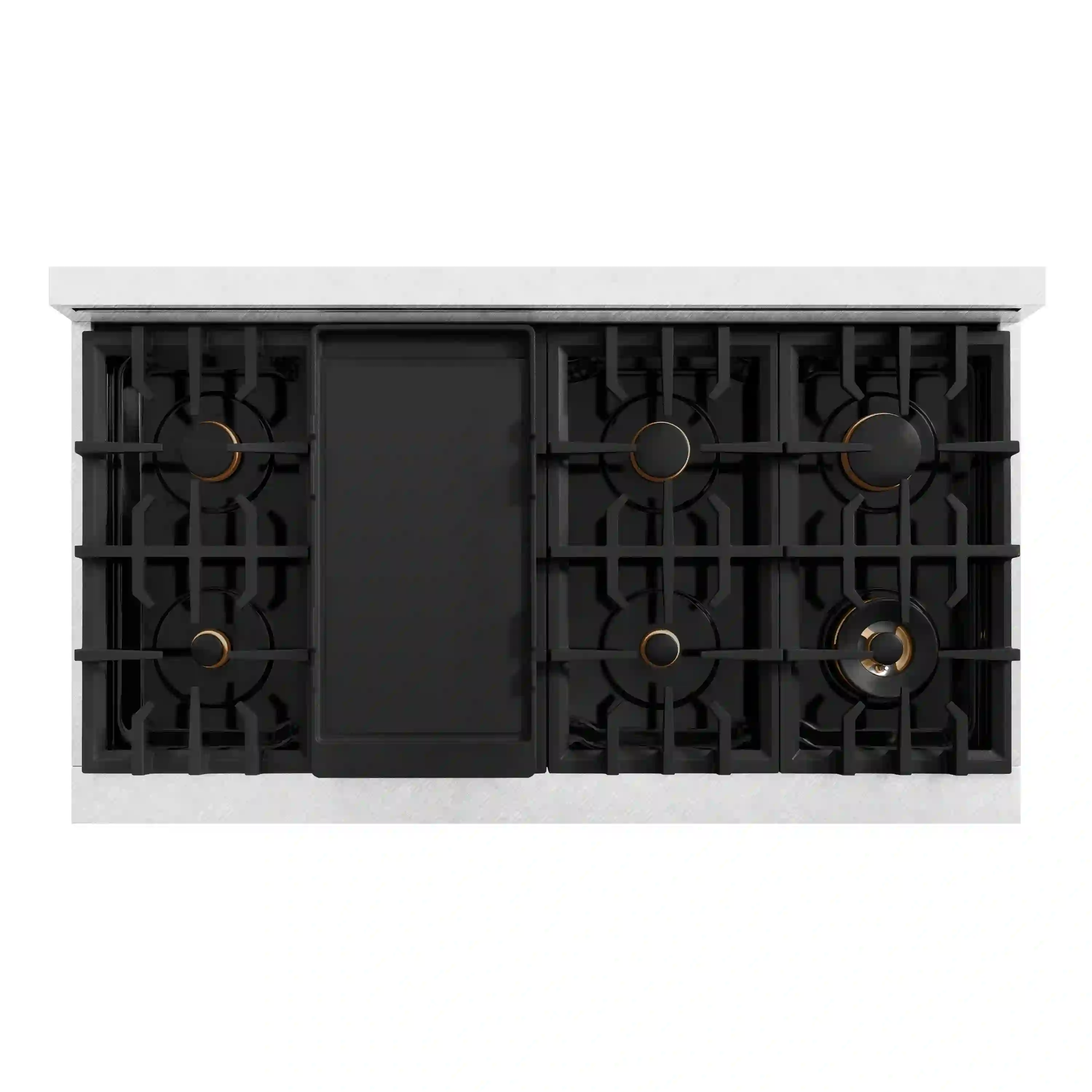 ZLINE Autograph Edition 48-Inch  Classic Series Dual Fuel Range in Satin Stainless Steel with White Matte Door and Matte Black (CDRSZ-WM-48-MB) - Image 4