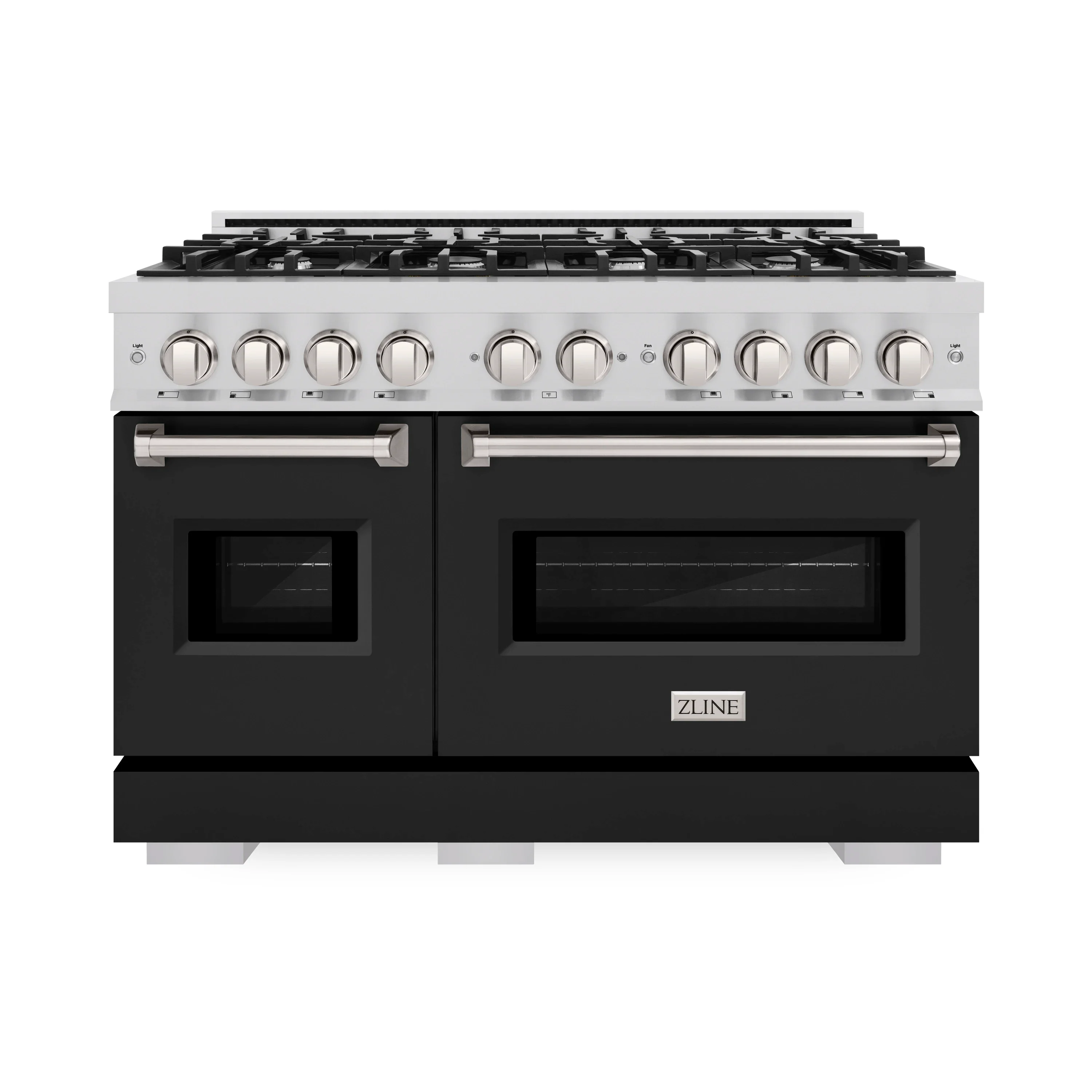 ZLINE 48-Inch Classic Series Dual Fuel Range with 8 Burner Gas Cooktop and 6.7 Cu. Ft. Electric Convection Oven in Stainless Steel with Black Matte Doors (CDR-BLM-48) - Image 2