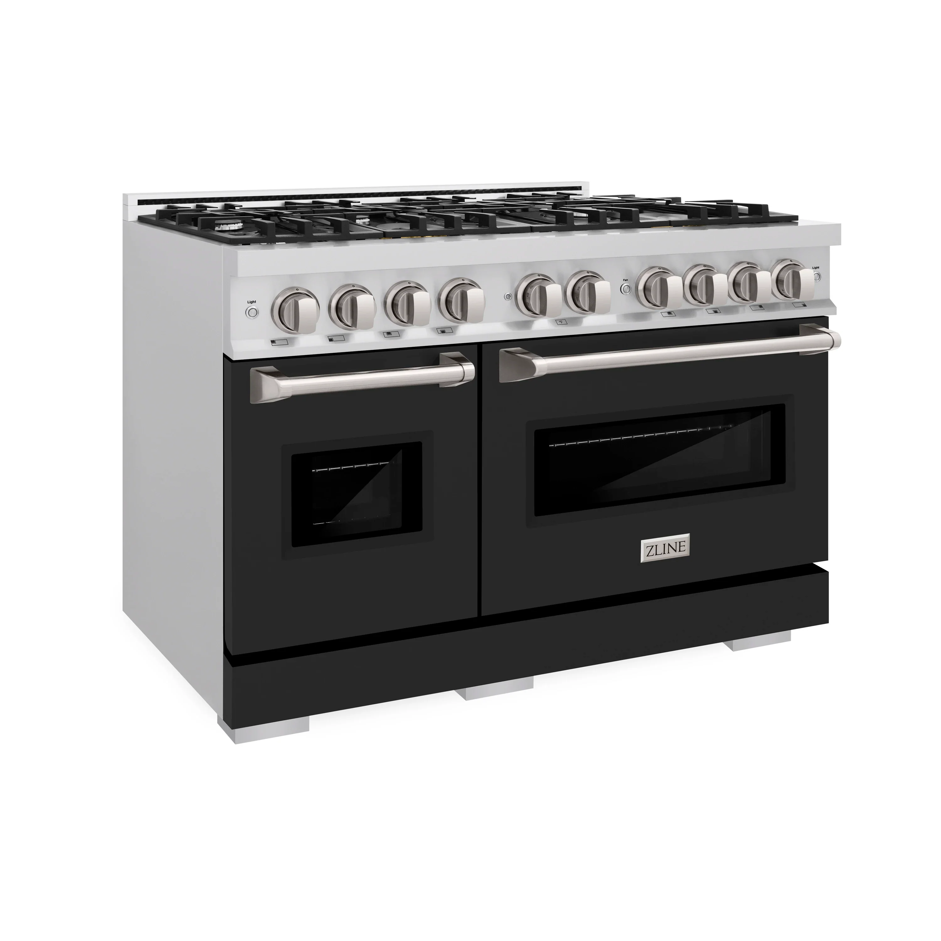 ZLINE 48-Inch Classic Series Dual Fuel Range with 8 Burner Gas Cooktop and 6.7 Cu. Ft. Electric Convection Oven in Stainless Steel with Black Matte Doors (CDR-BLM-48) - Image 4