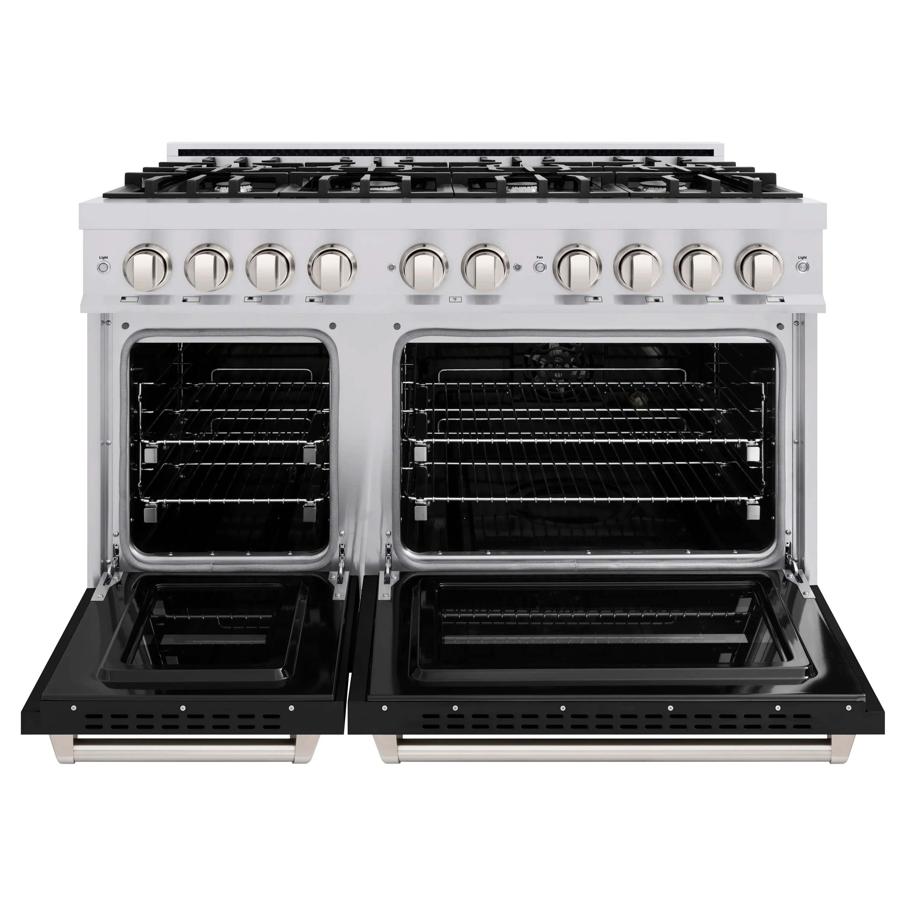 ZLINE 48-Inch Classic Series Dual Fuel Range with 8 Burner Gas Cooktop and 6.7 Cu. Ft. Electric Convection Oven in Stainless Steel with Black Matte Doors (CDR-BLM-48) - Image 5