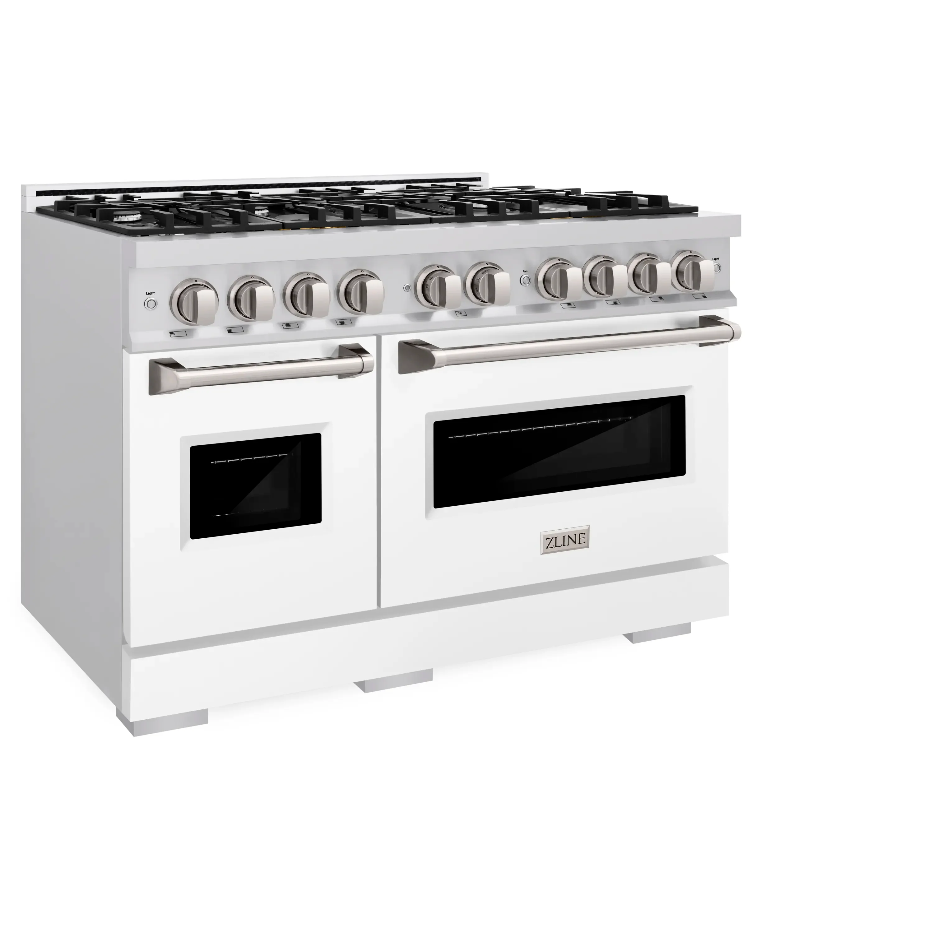 ZLINE 48-Inch Classic Series Dual Fuel Range with 8 Burner Gas Cooktop and 6.7 Cu. Ft. Electric Convection Oven in Stainless Steel with White Matte Doors (CDR-WM-48) - Image 6