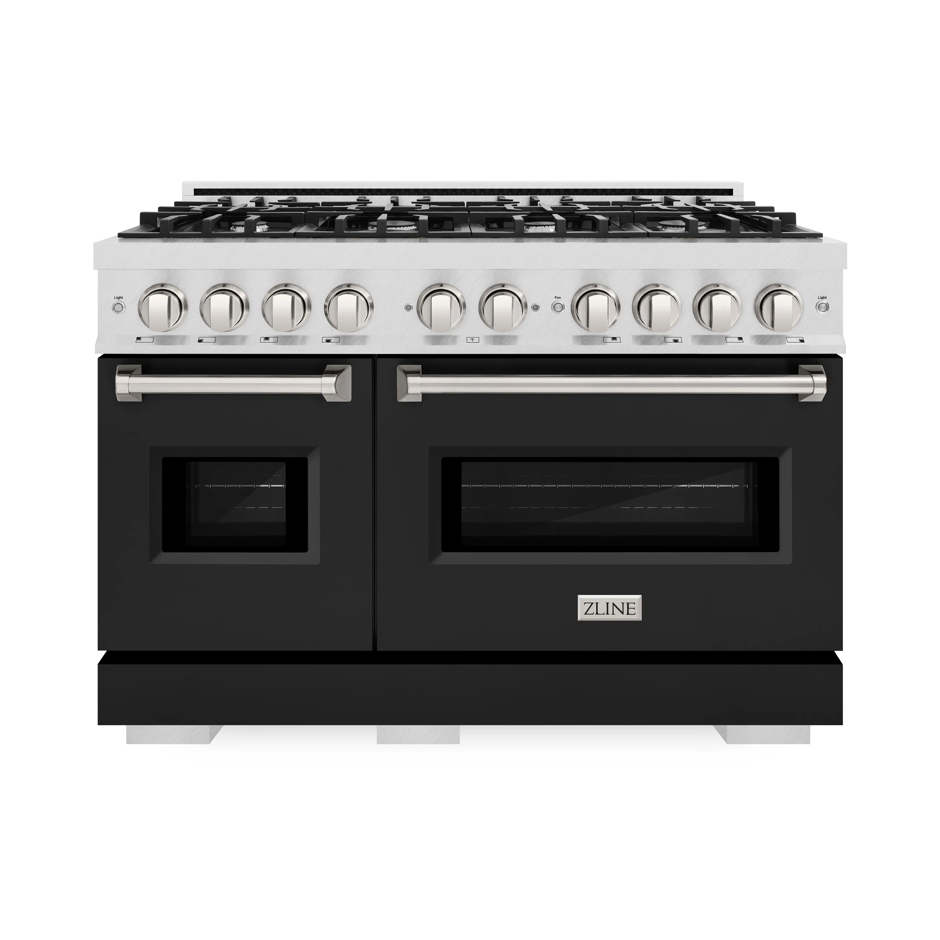 ZLINE 48-Inch Classic Series Gas Range with 8 Gas Burner Cooktop and 6.7 Cu. Ft. Gas Convection Oven in DuraSnow Stainless Steel with Black Matte Doors (CGRS-BLM-48) - Image 2
