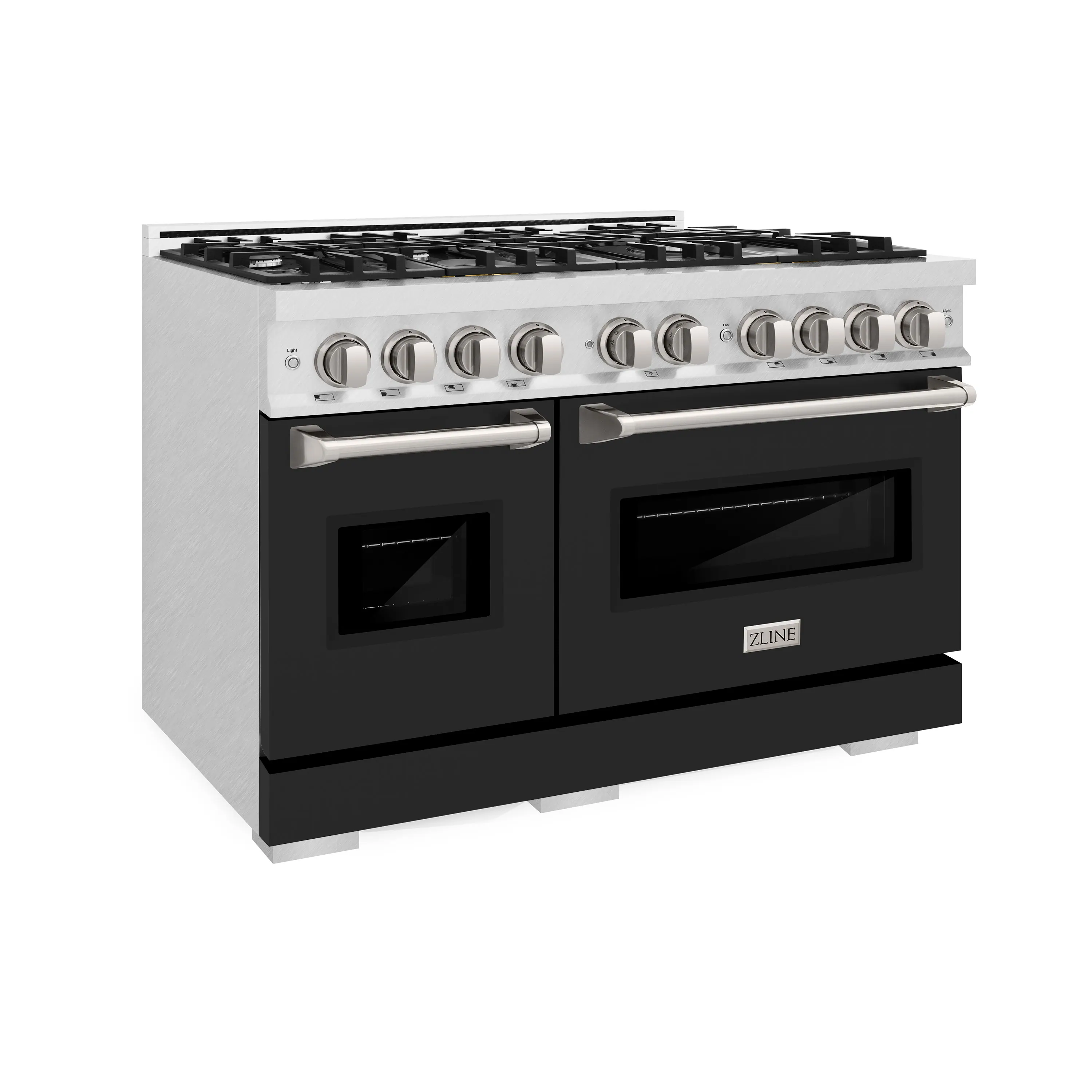 ZLINE 48-Inch Classic Series Gas Range with 8 Gas Burner Cooktop and 6.7 Cu. Ft. Gas Convection Oven in DuraSnow Stainless Steel with Black Matte Doors (CGRS-BLM-48) - Image 4