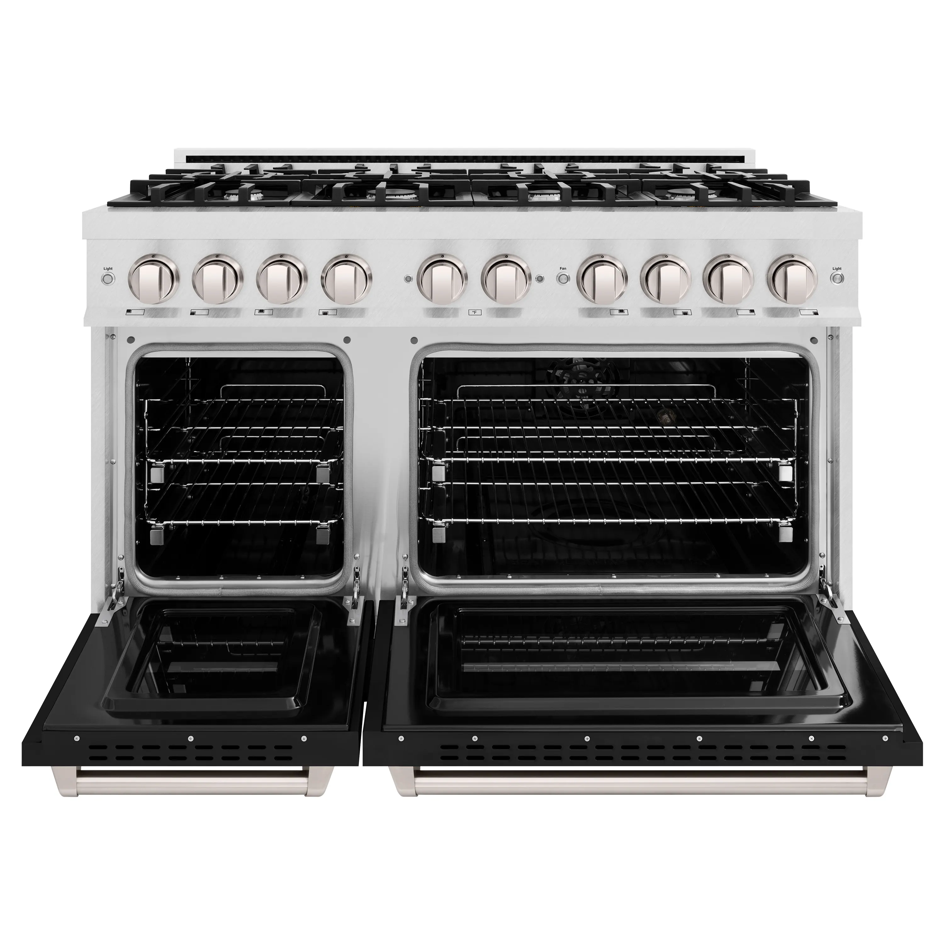 ZLINE 48-Inch Classic Series Gas Range with 8 Gas Burner Cooktop and 6.7 Cu. Ft. Gas Convection Oven in DuraSnow Stainless Steel with Black Matte Doors (CGRS-BLM-48) - Image 5
