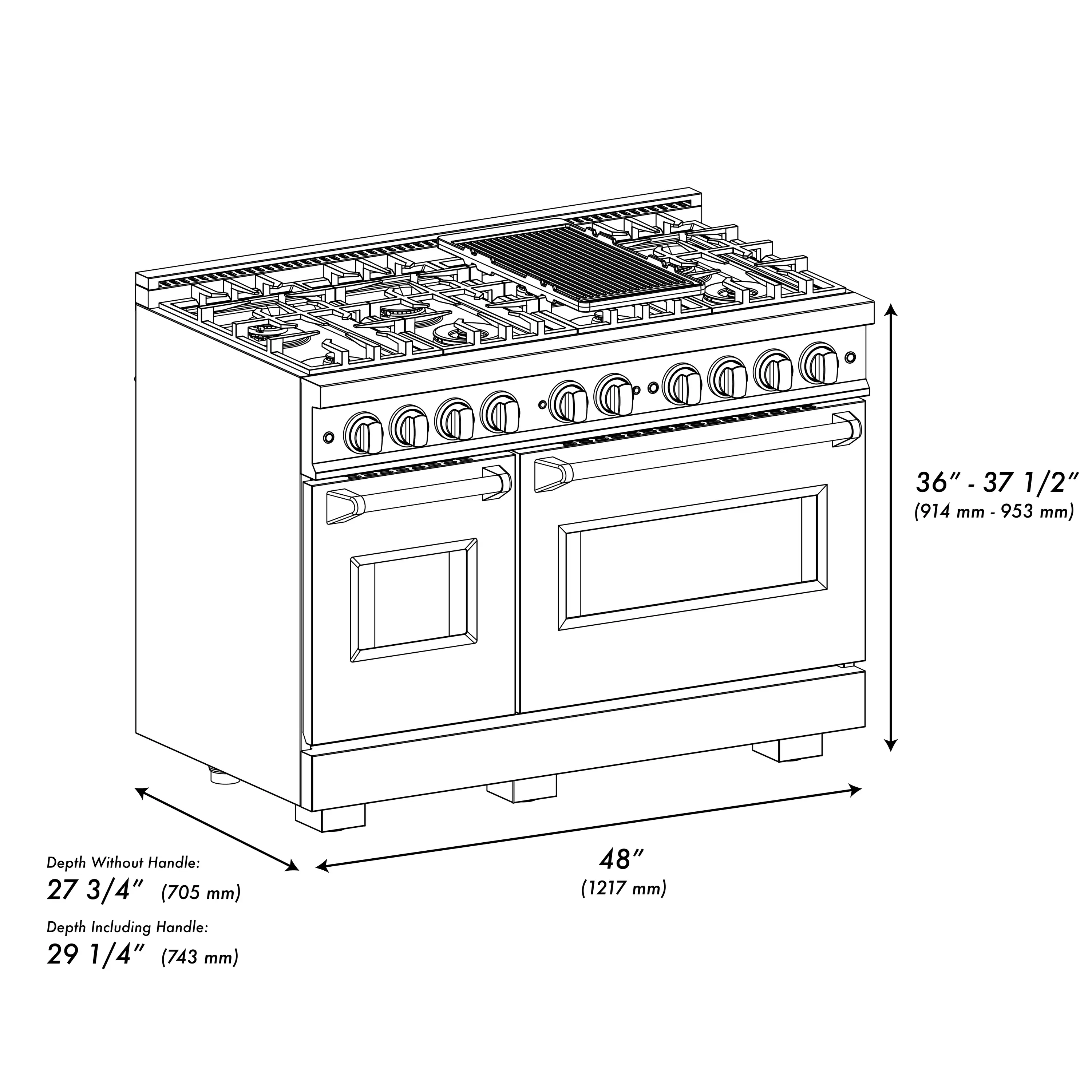 ZLINE 48-Inch Classic Series Gas Range with 8 Gas Burner Cooktop and 6.7 Cu. Ft. Gas Convection Oven  in Satin Stainless Steel with White Matte Doors (CGRS-WM-48) - Image 10