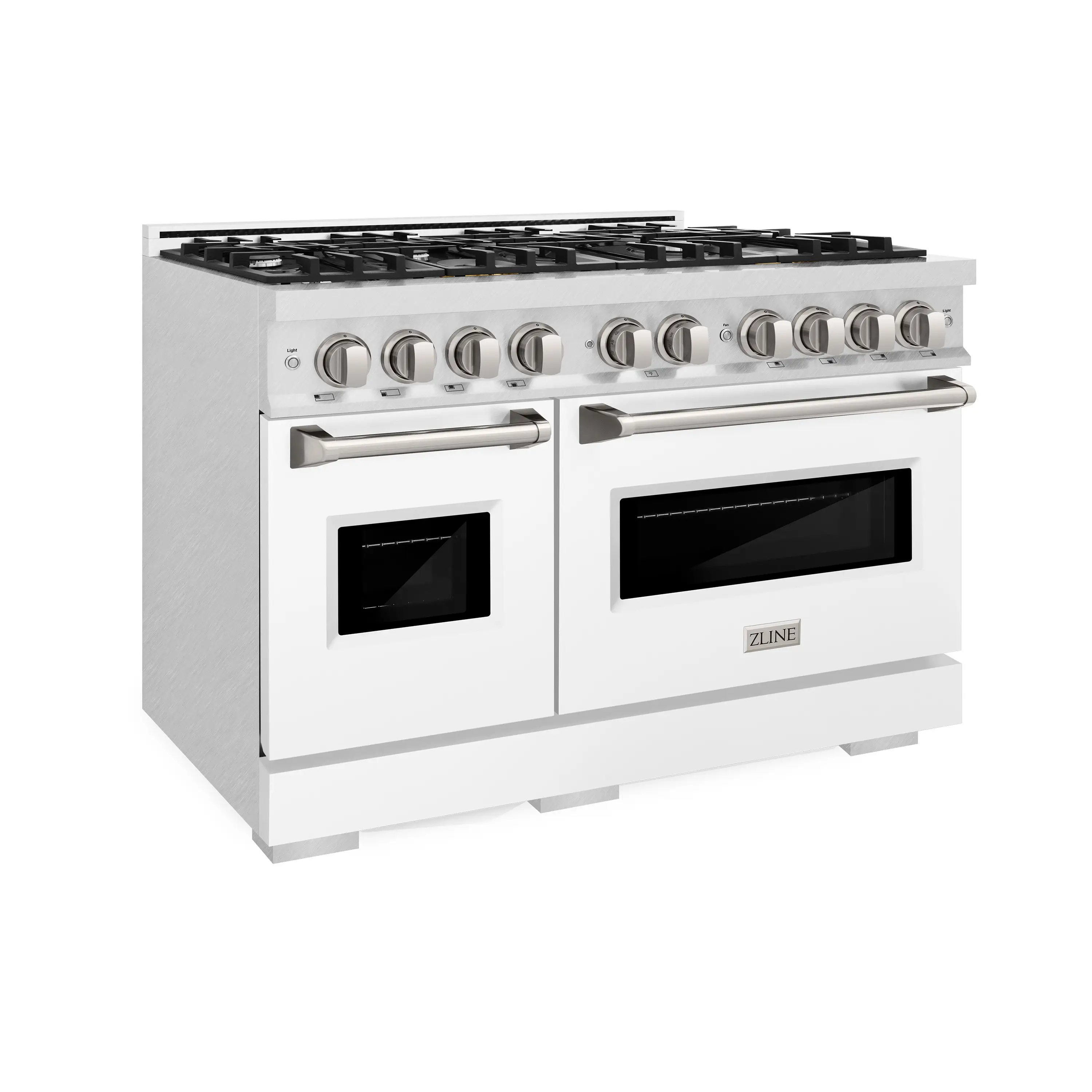 ZLINE 48-Inch Classic Series Gas Range with 8 Gas Burner Cooktop and 6.7 Cu. Ft. Gas Convection Oven  in Satin Stainless Steel with White Matte Doors (CGRS-WM-48) - Image 2