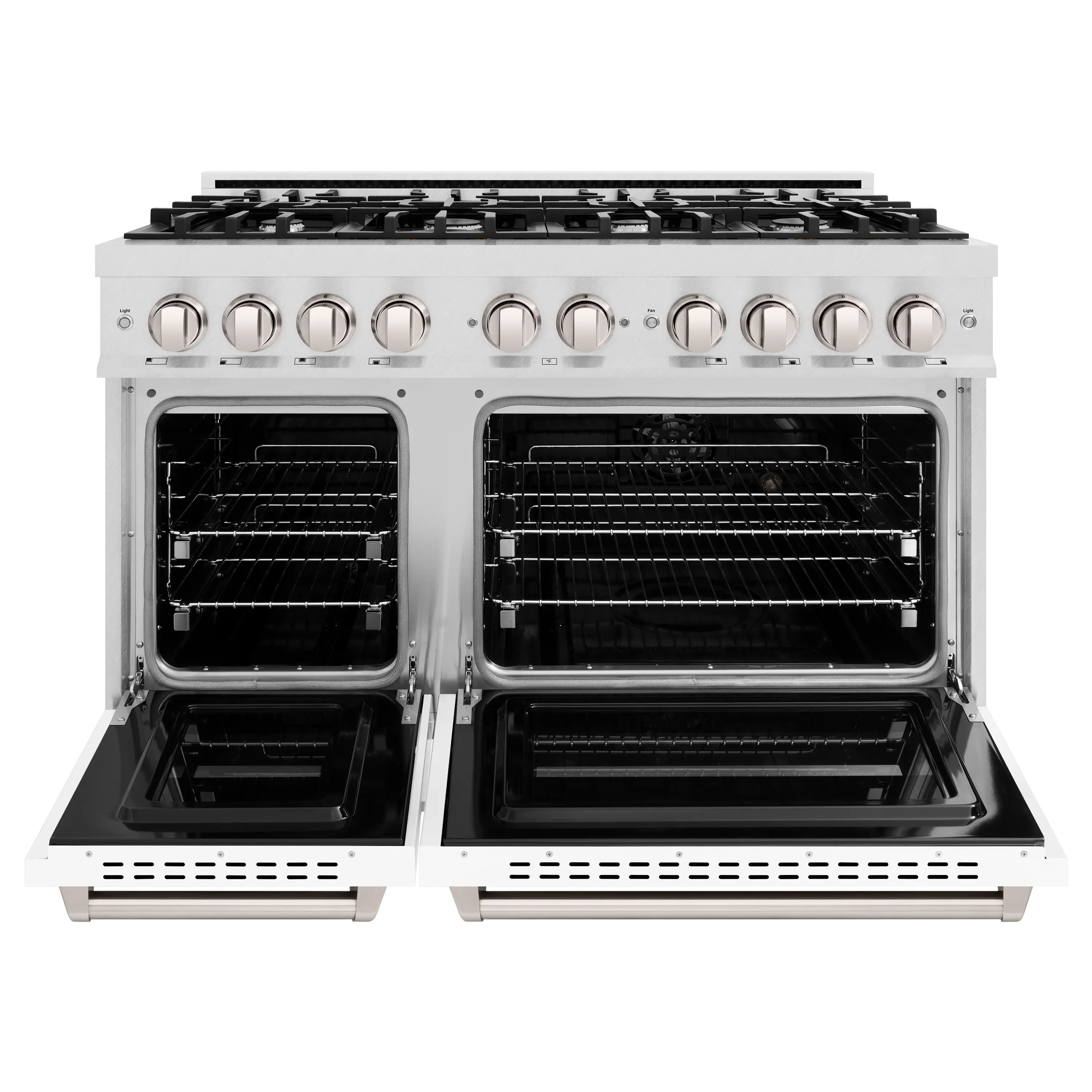 ZLINE 48-Inch Classic Series Gas Range with 8 Gas Burner Cooktop and 6.7 Cu. Ft. Gas Convection Oven  in Satin Stainless Steel with White Matte Doors (CGRS-WM-48) - Image 3