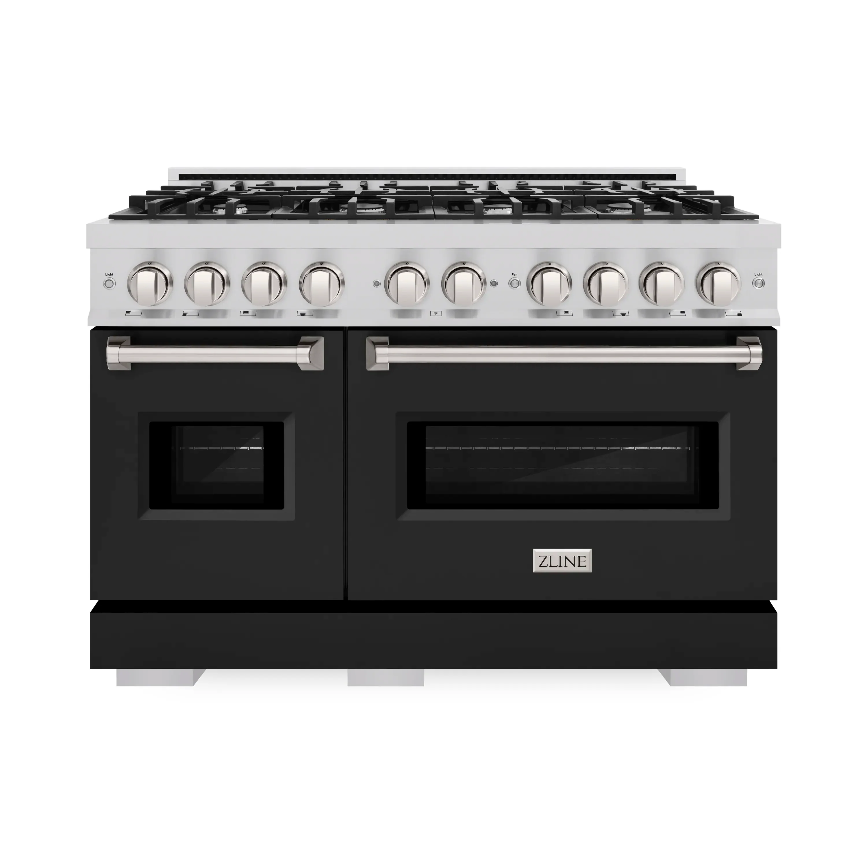 ZLINE 48-Inch Classic Series Gas Range with 8 Gas Burner Cooktop and 6.7 Cu. Ft. Gas Convection Oven  in Stainless Steel with Black Matte Doors (CGR-BLM-48) - Image 2