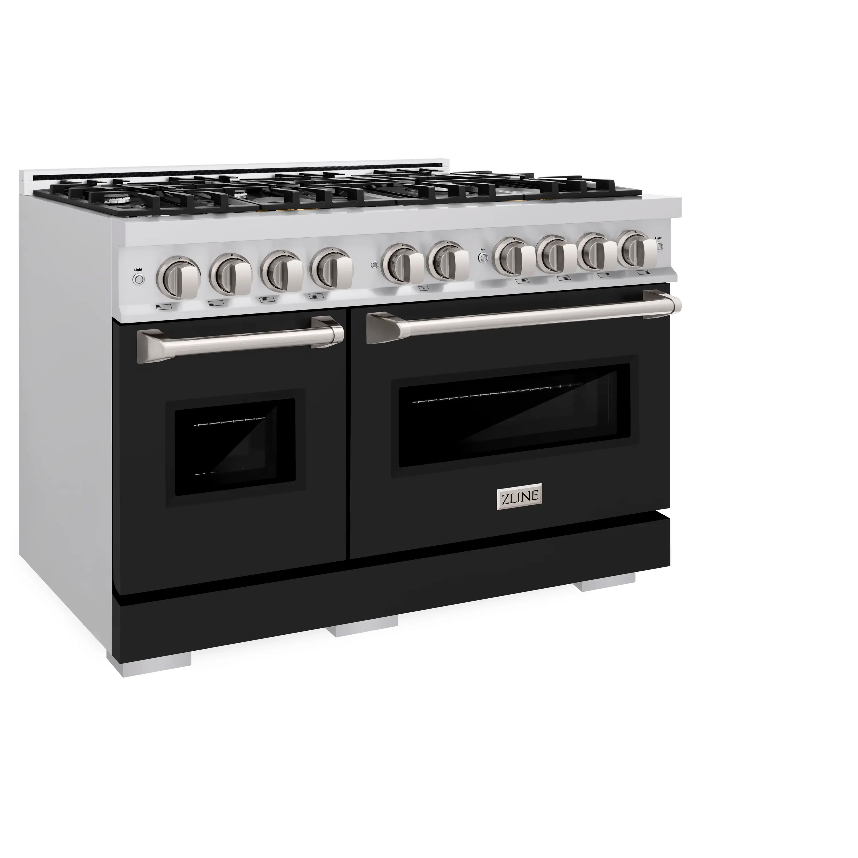 ZLINE 48-Inch Classic Series Gas Range with 8 Gas Burner Cooktop and 6.7 Cu. Ft. Gas Convection Oven  in Stainless Steel with Black Matte Doors (CGR-BLM-48) - Image 4