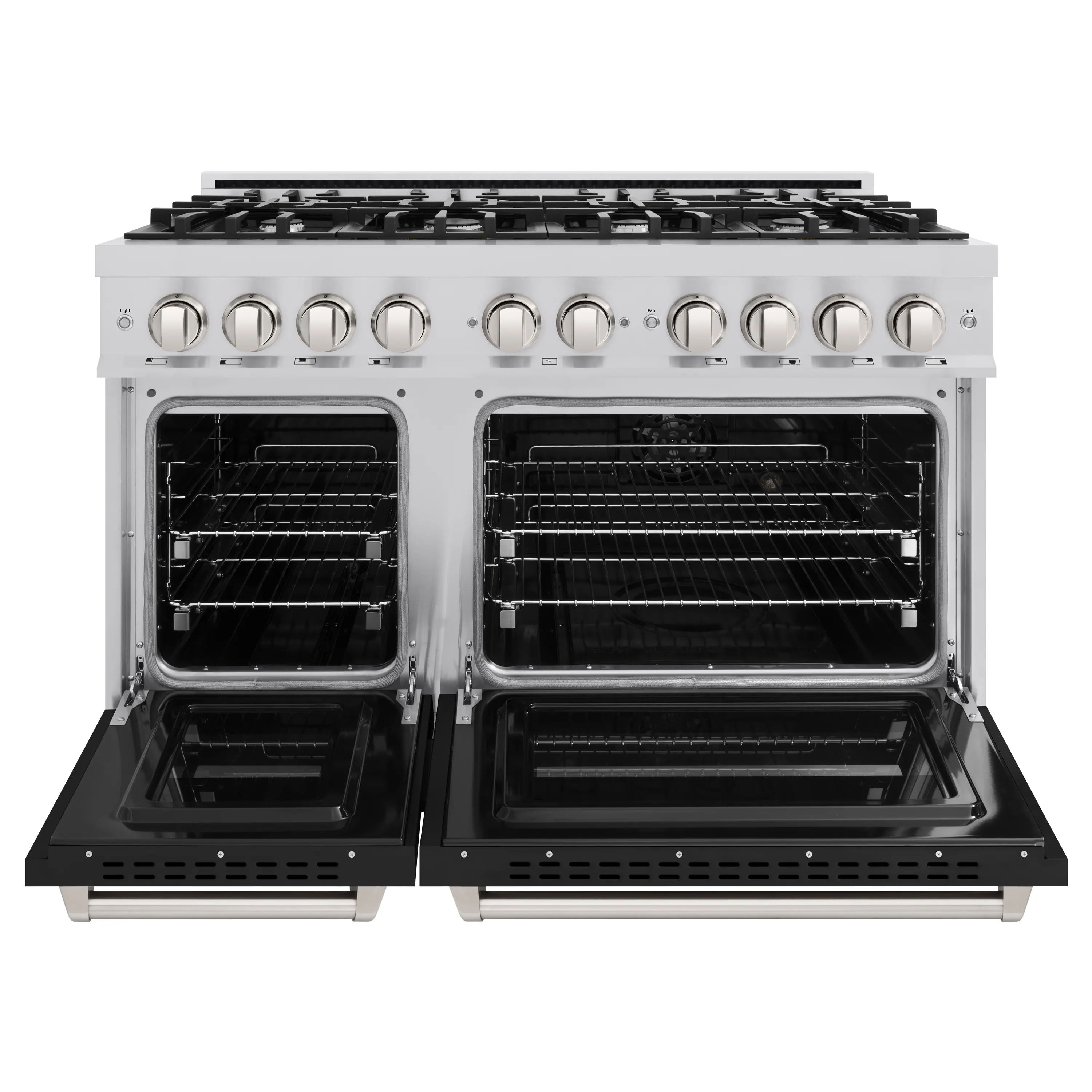 ZLINE 48-Inch Classic Series Gas Range with 8 Gas Burner Cooktop and 6.7 Cu. Ft. Gas Convection Oven  in Stainless Steel with Black Matte Doors (CGR-BLM-48) - Image 5