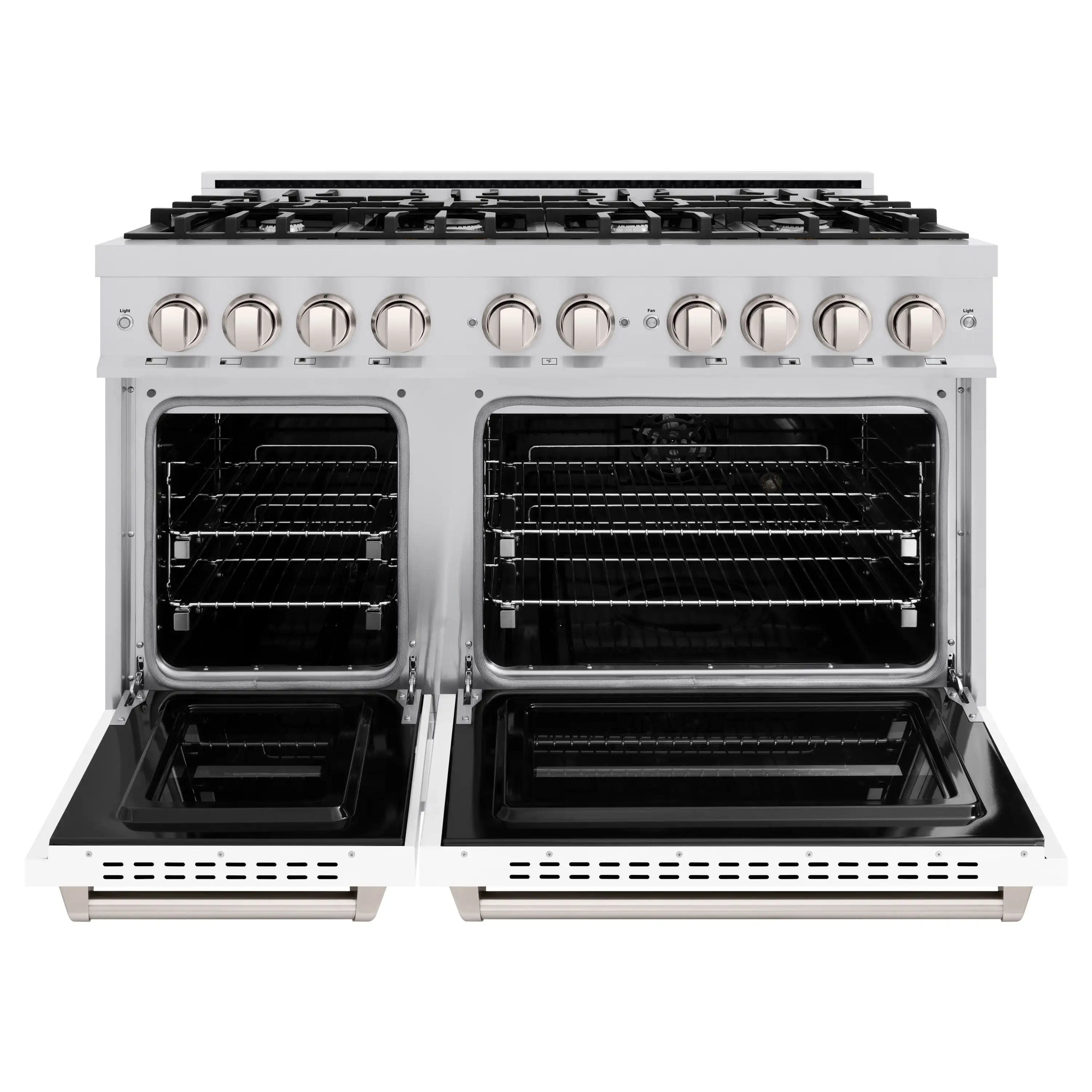 ZLINE 48-Inch Classic Series Gas Range with 8 Gas Burner Cooktop and 6.7 Cu. Ft. Gas Convection Oven  in Stainless Steel with White Matte Doors (CGR-WM-48) - Image 3