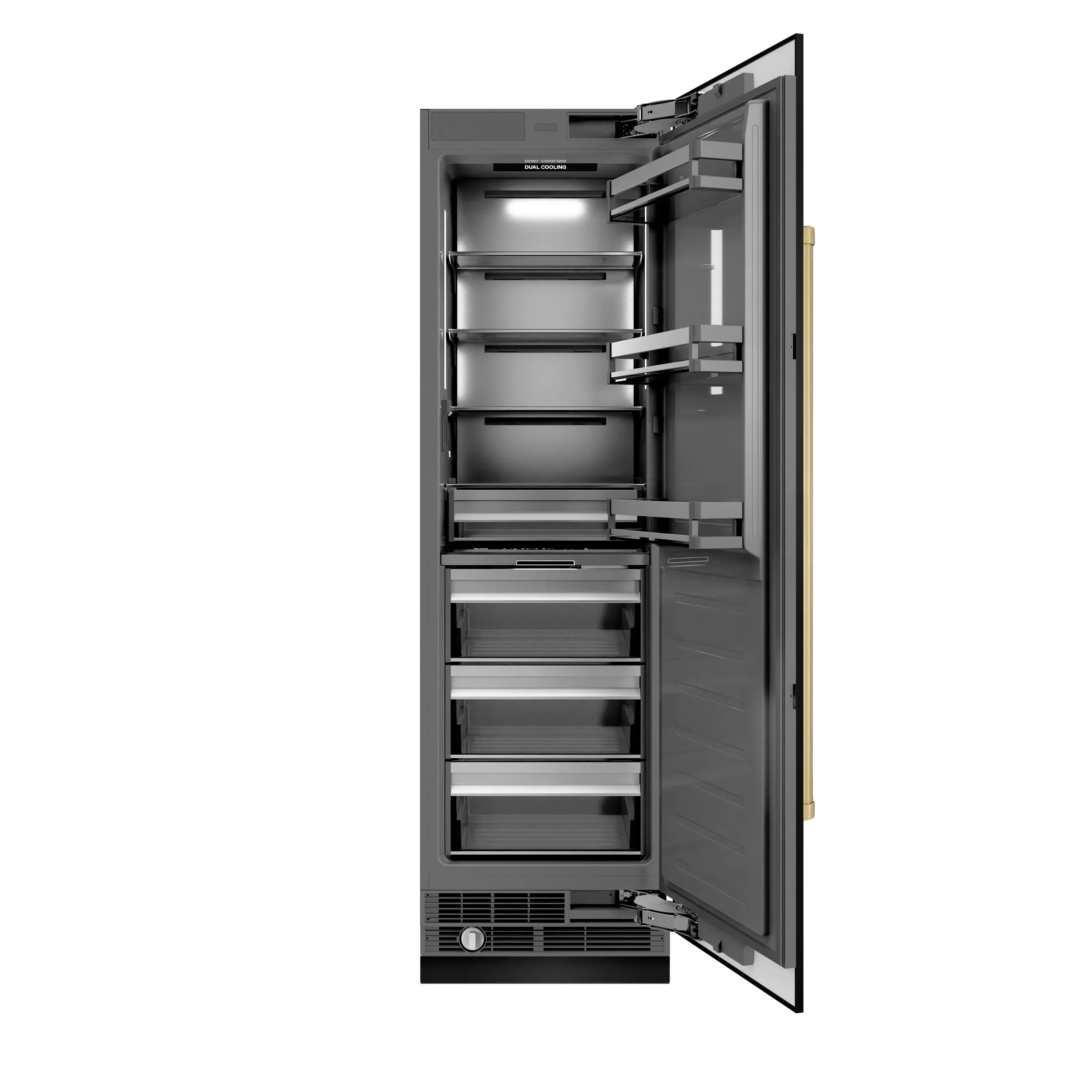 ZLINE 48-Inch Column 12.5 Cu. Ft. Refrigerator and 12.4 Cu. Ft. Freezer in Black Stainless Steel with Champagne Bronze Accents - Image 4