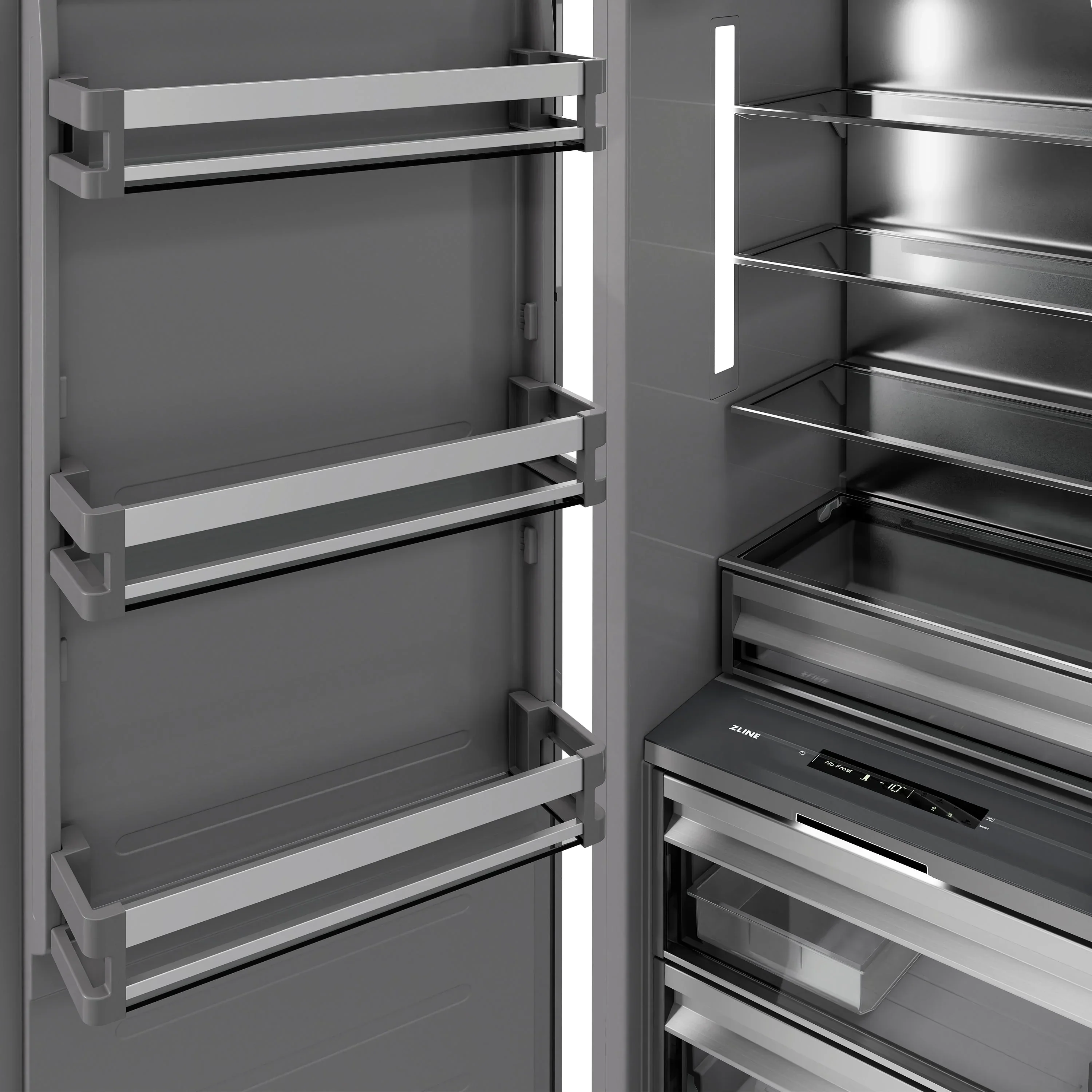 ZLINE 48-Inch Column 12.5 Cu. Ft. Refrigerator and 12.4 Cu. Ft. Freezer in Stainless Steel with Matte Black Accents - Image 17