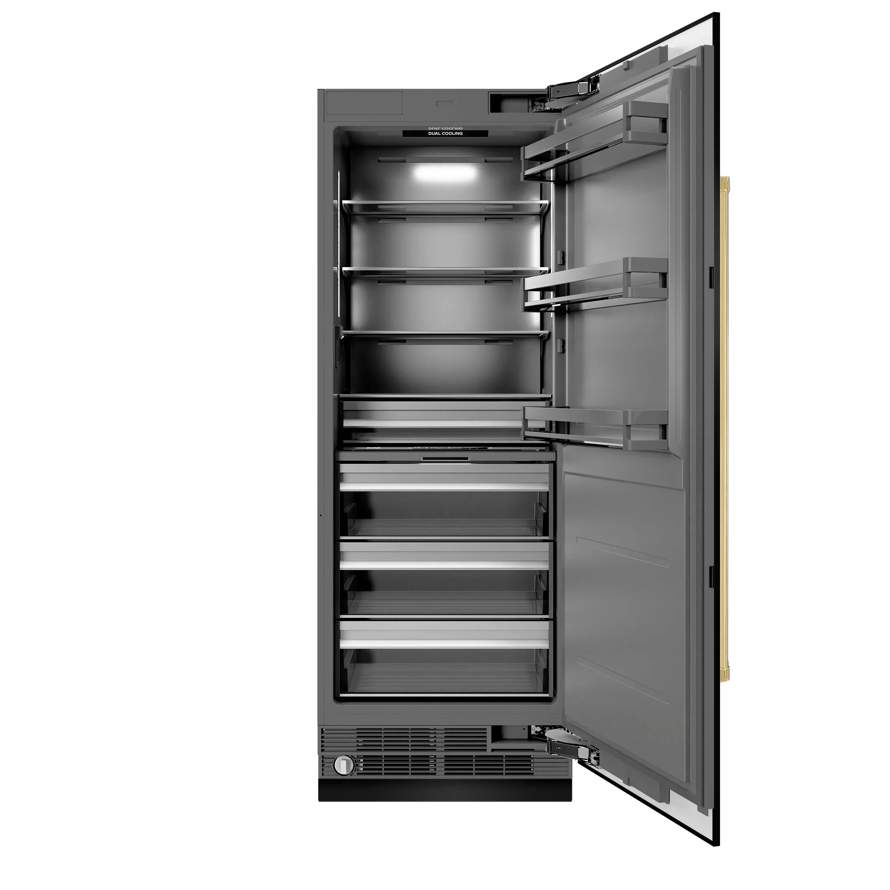 ZLINE 48-Inch Column 16.7 Cu. Ft. Refrigerator and 8.6 Cu. Ft. Freezer in Black Stainless Steel with Gold Accent - Image 4