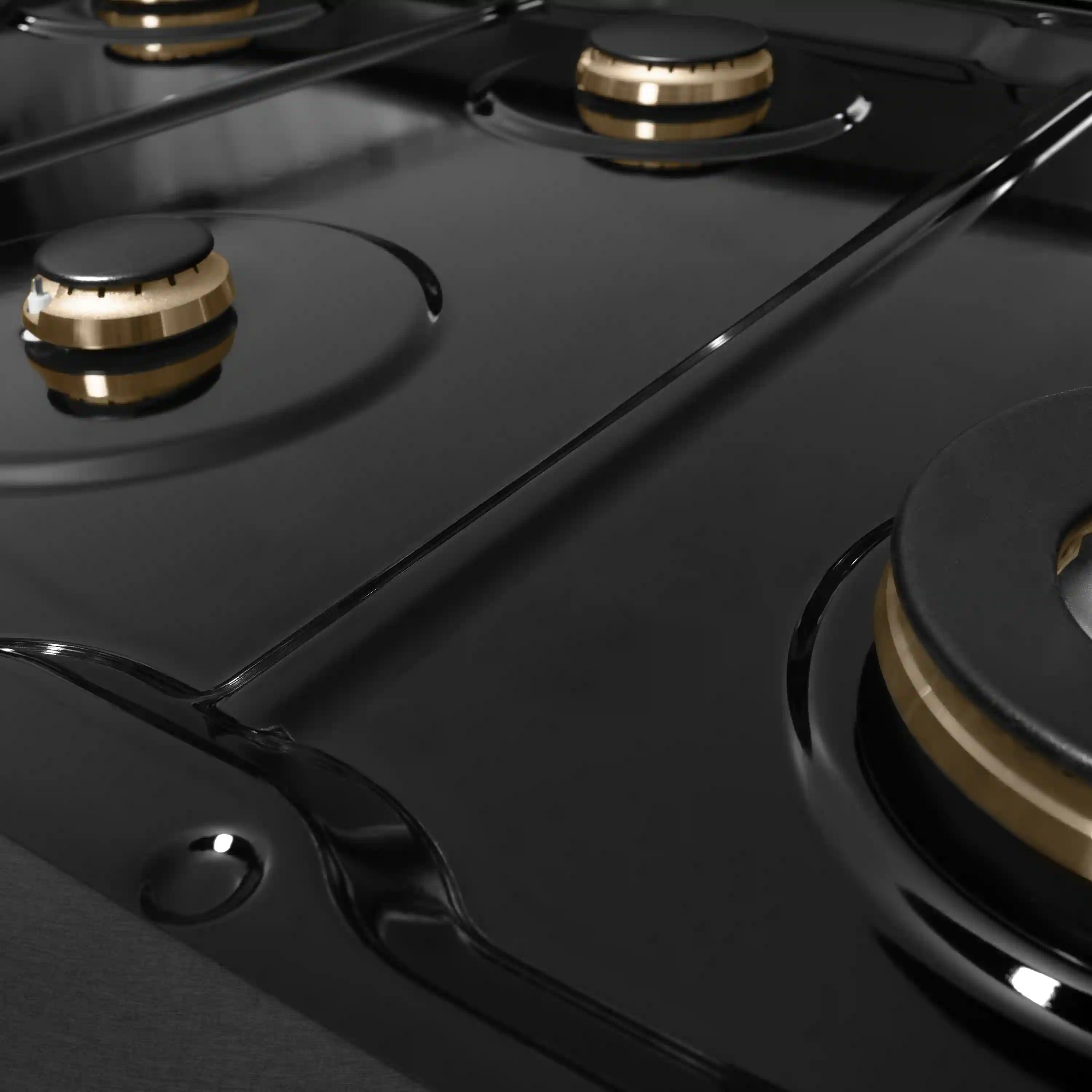 ZLINE 48-Inch Paramount Gas Rangetop with 8 Brass Burners and Porcelain Cooktop in Black Satin Stainless Steel (SRTBS-BR-48) - Image 5