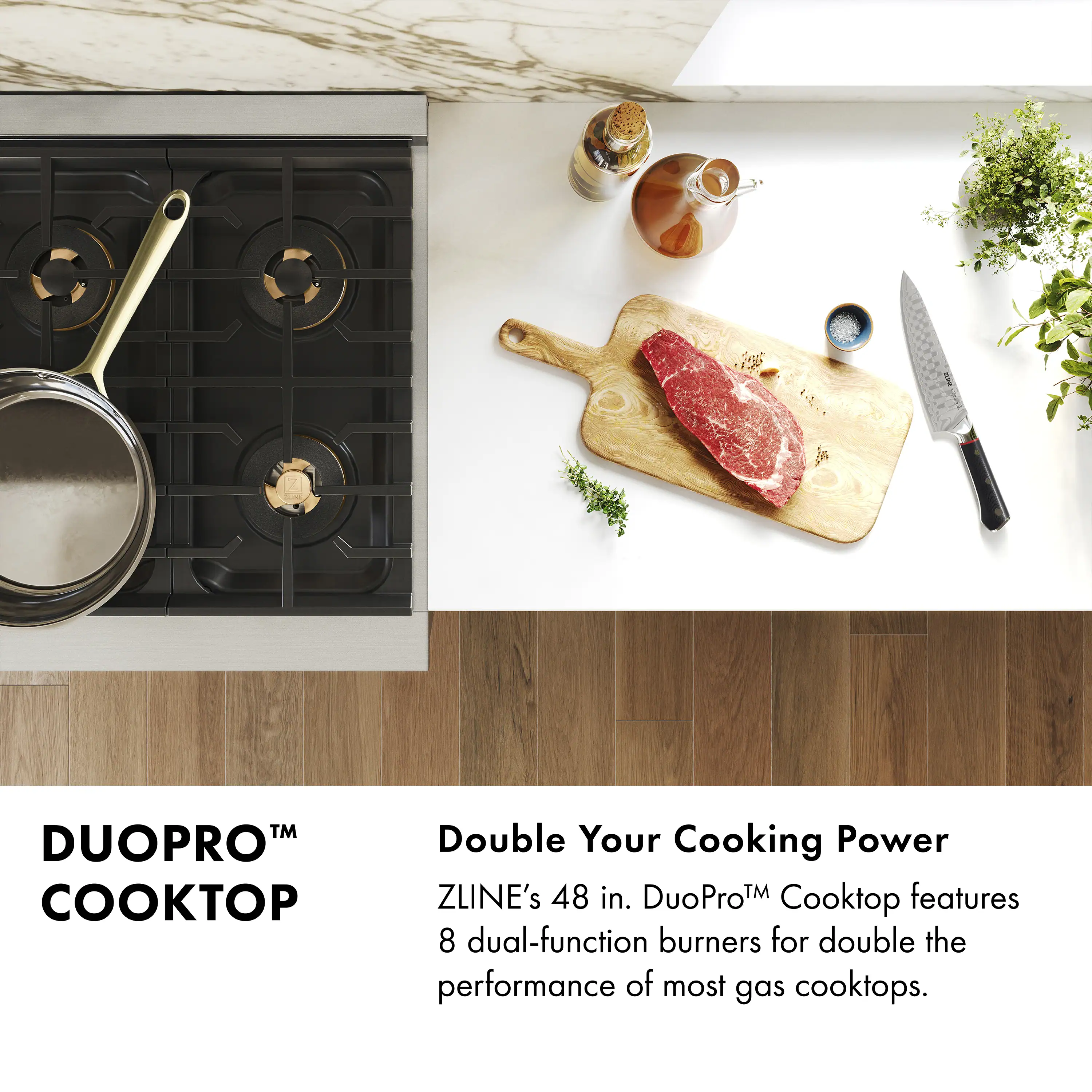 ZLINE 48-Inch Paramount Gas Rangetop with 8 Burner DuoPro™ Cooktop in Black Satin Stainless Steel (PSRTBS-48) - Image 12